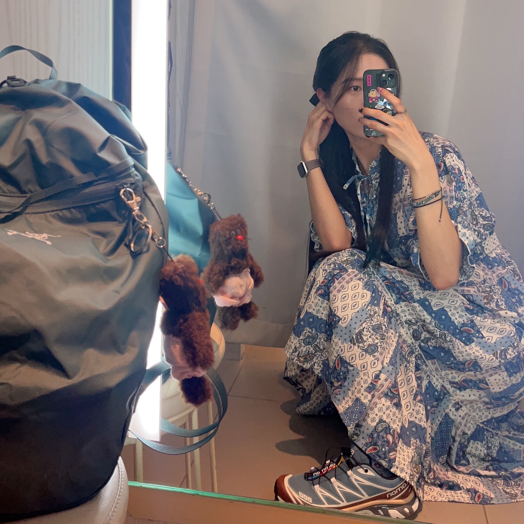 Salomon XT-6 Aegean Blue Tortoise Shell 착용 스타일 - 1