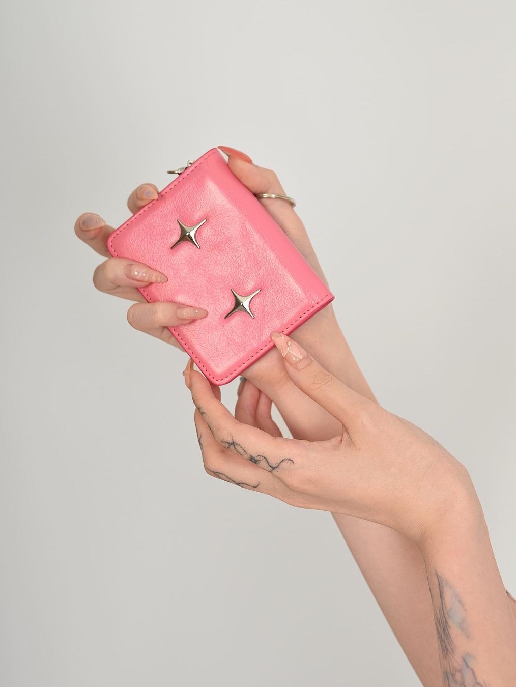 For Appeal Sparkle Star Card Wallet Pink 착용 스타일