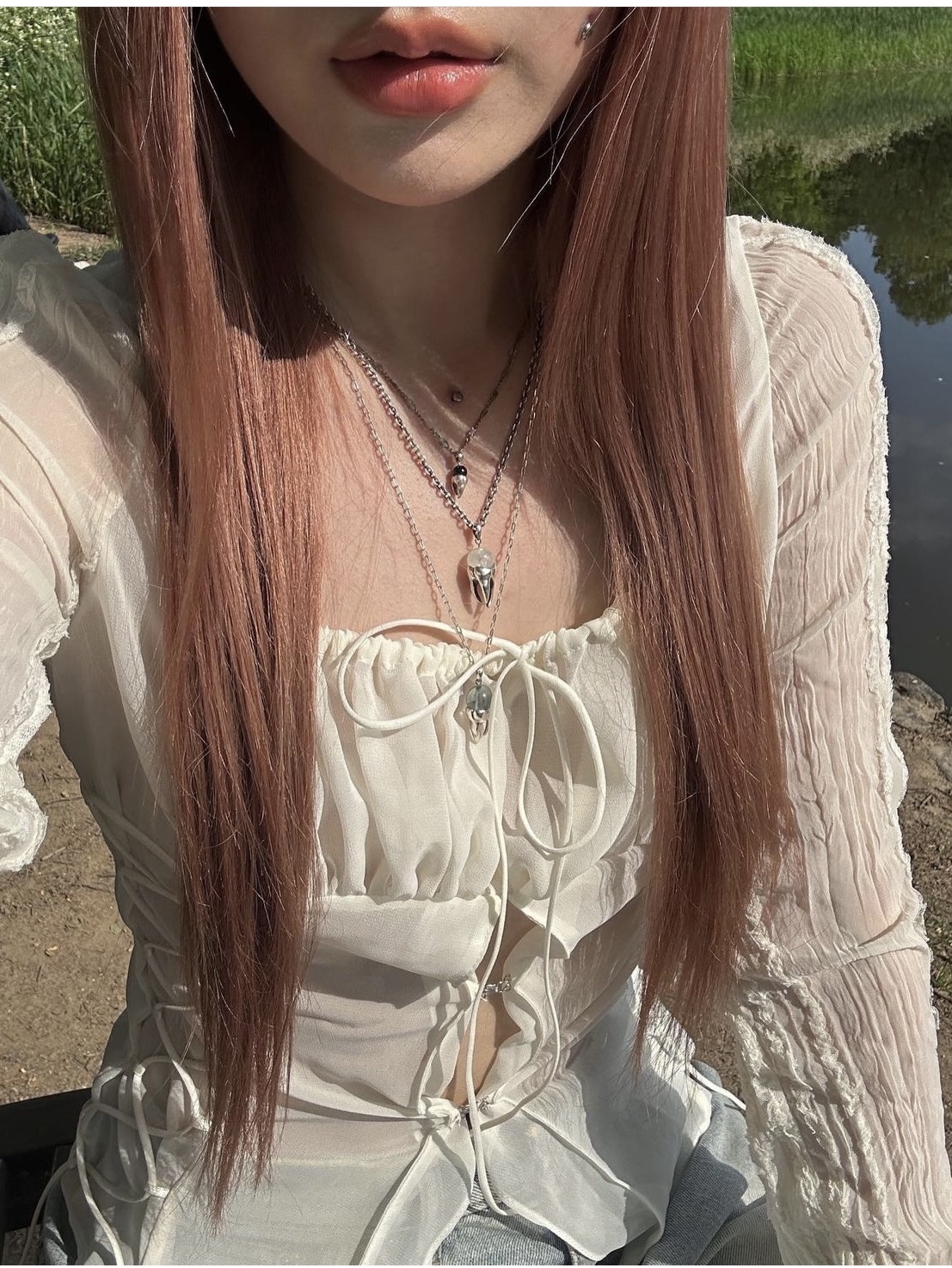 Teeth Baby Teeth Necklace Pearl, Teeth Baby Teeth Necklace Onyx 착용 스타일