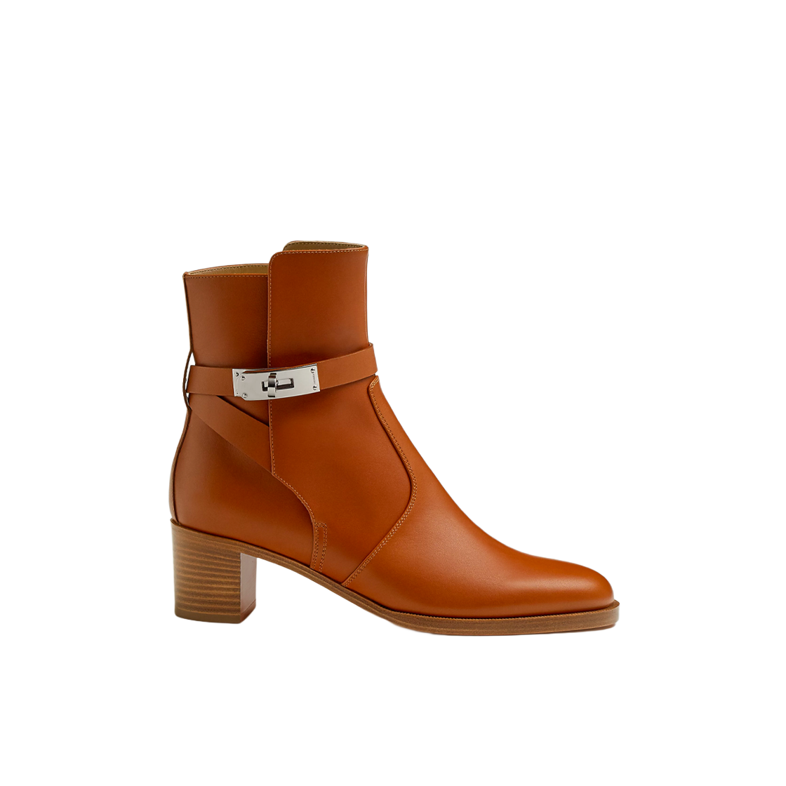 H222092ZA3 (W) Hermes Frenchie 50 Ankle Boot Heritage Calfkskin & Palladium Naturel