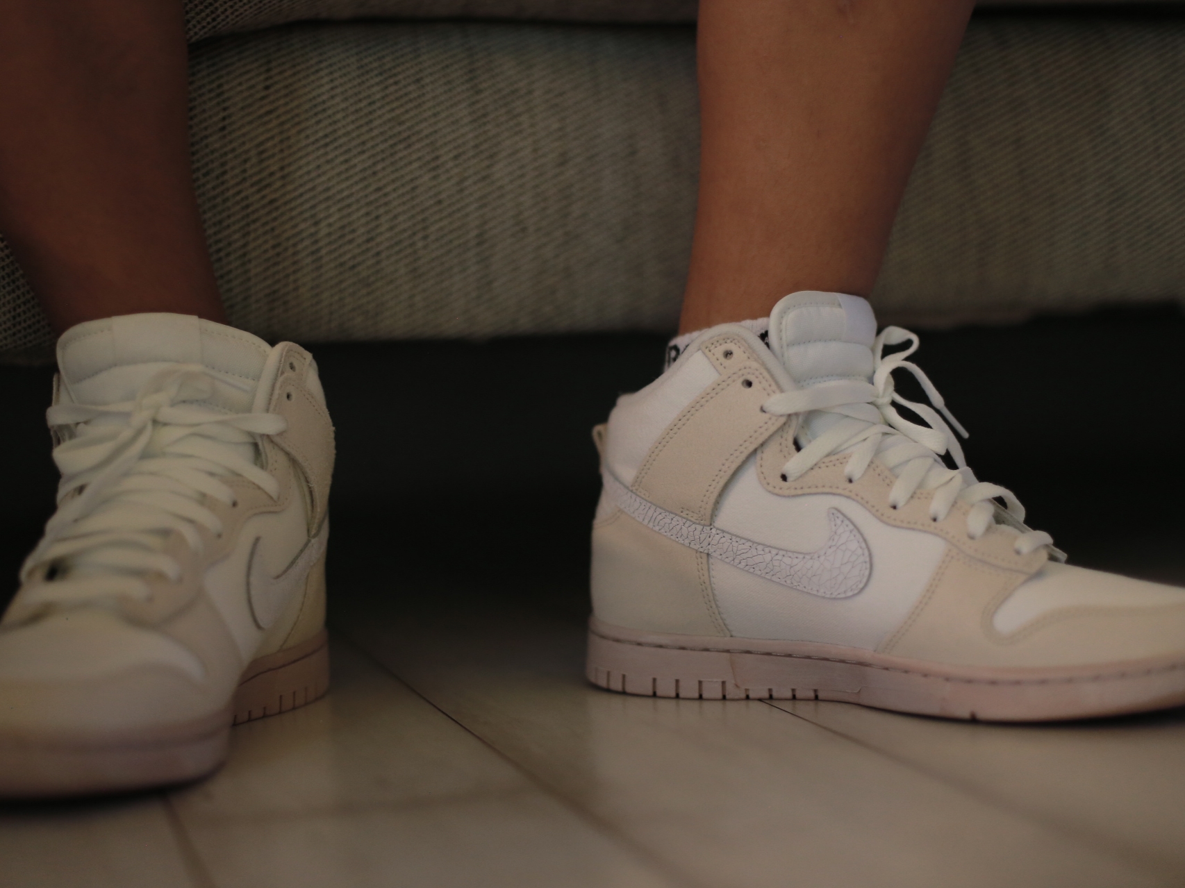 Nike Dunk High Retro PRM Summit White Phantom 착용 스타일 - 5