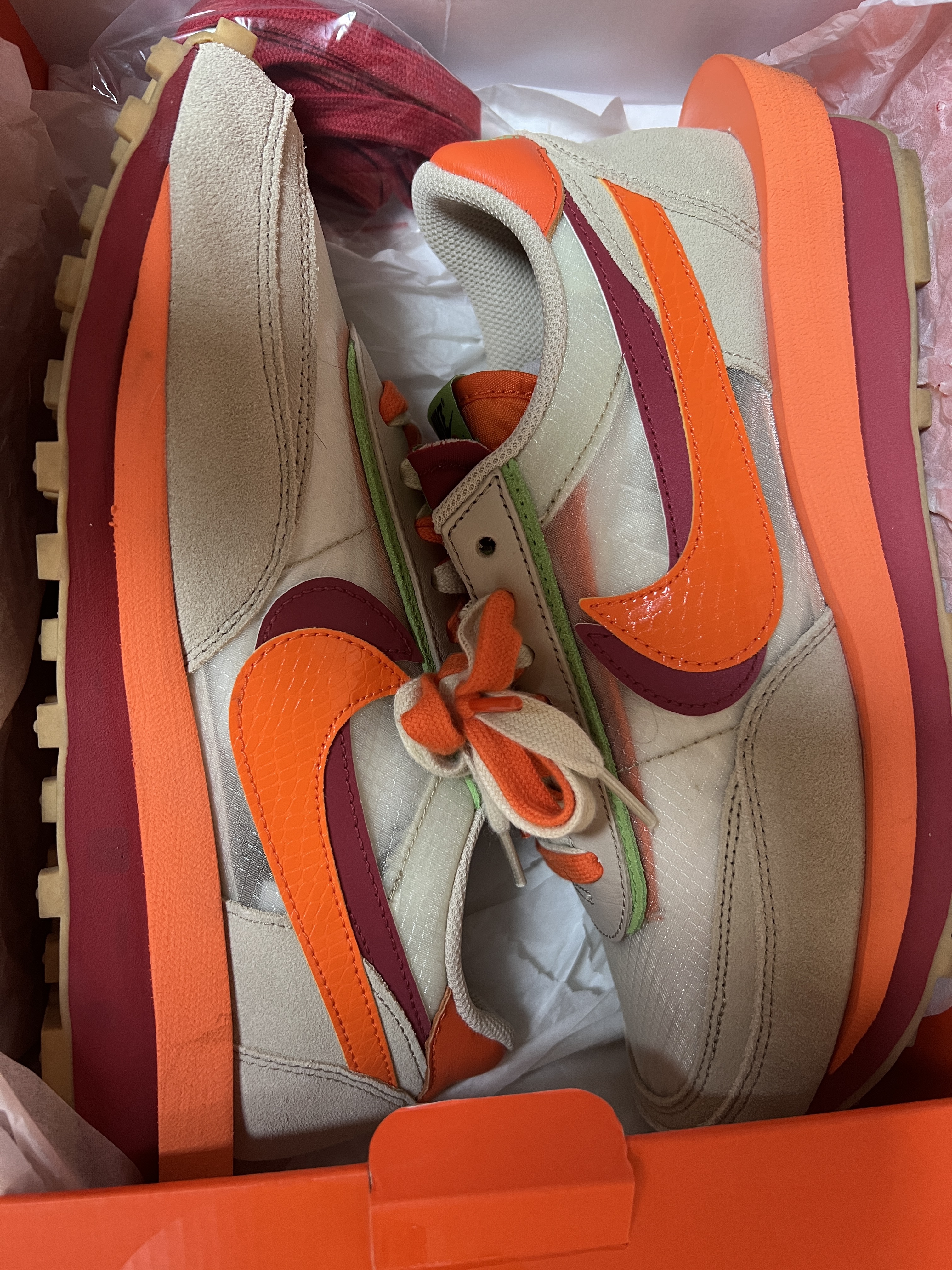Nike x Sacai x Clot LDWaffle Orange Blaze 착용 스타일