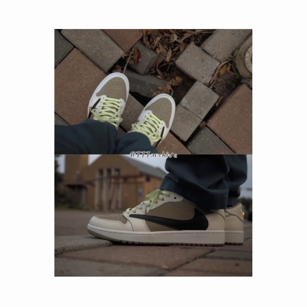 Jordan 1 x Travis Scott Retro Low Golf NRG Neutral Olive 착용 스타일 - 6