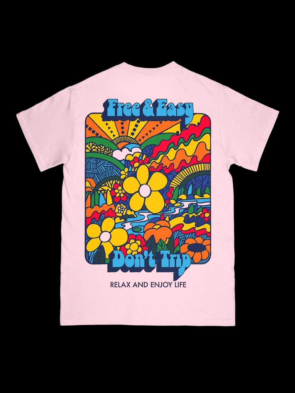 Free & Easy Psych Flower SS T-Shirt Pink 착용 스타일