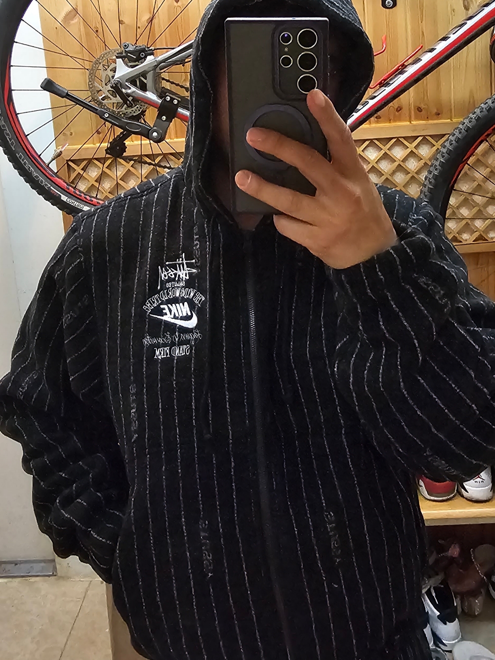 Nike x Stussy NRG Striped Wool Jacket Black (DR4023-010) 착용 스타일 - 4