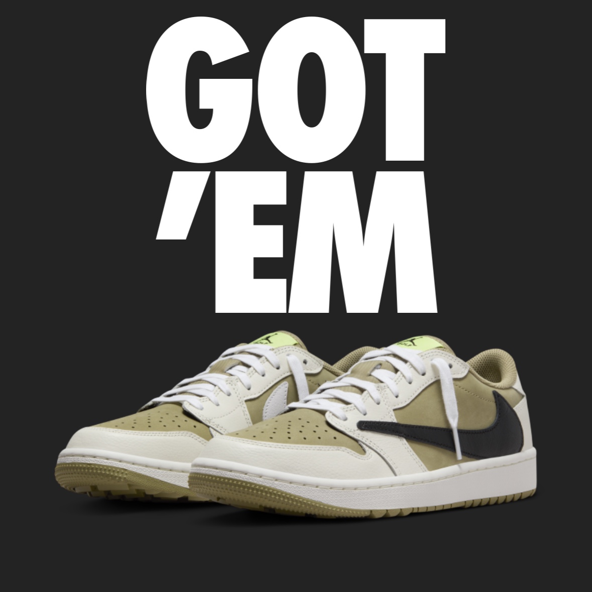 Jordan 1 x Travis Scott Retro Low Golf NRG Neutral Olive 착용 스타일