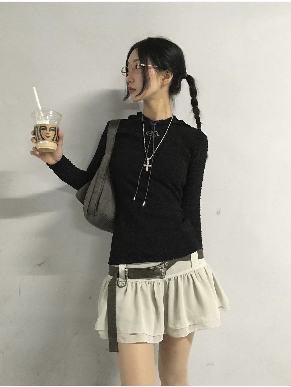Elfelfelf Archives Women Western Skirt Pale Green, Elfelfelf Archives Women Western Skirt Black 착용 스타일