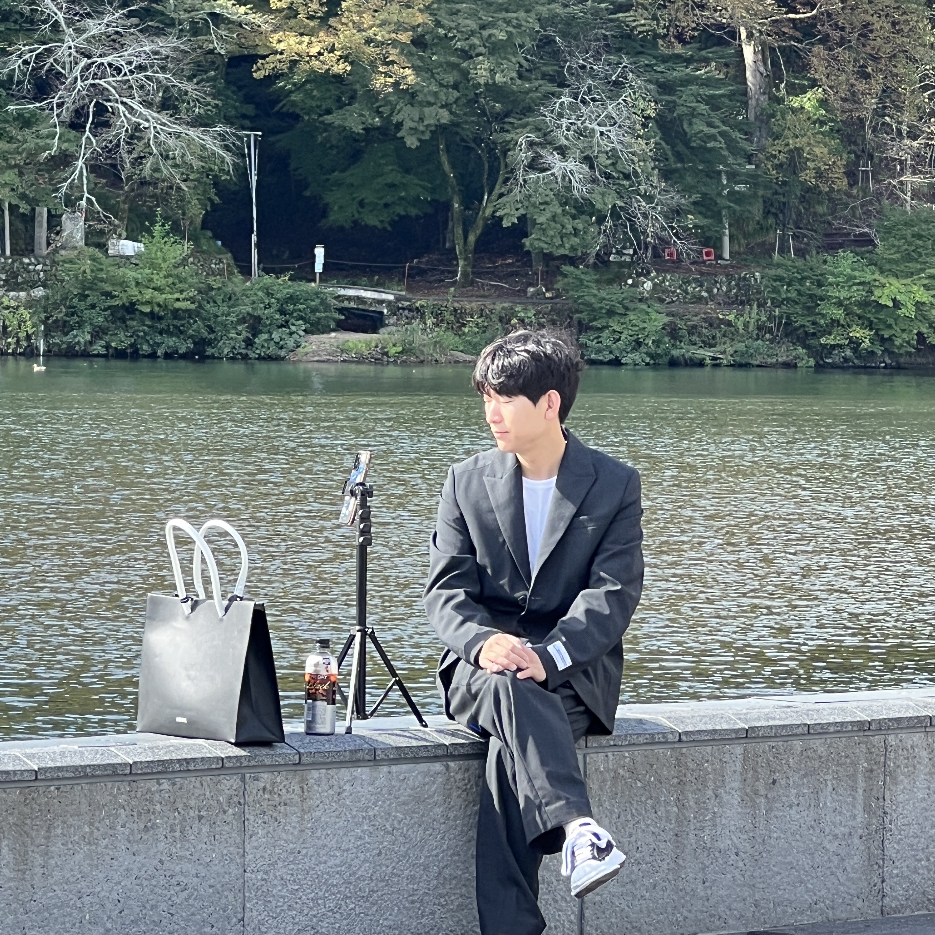 Zara x Ader Error Tapered Trousers Grey, Zara x Ader Error Wool Blend Oversize Blazer Grey 착용 스타일 - 2