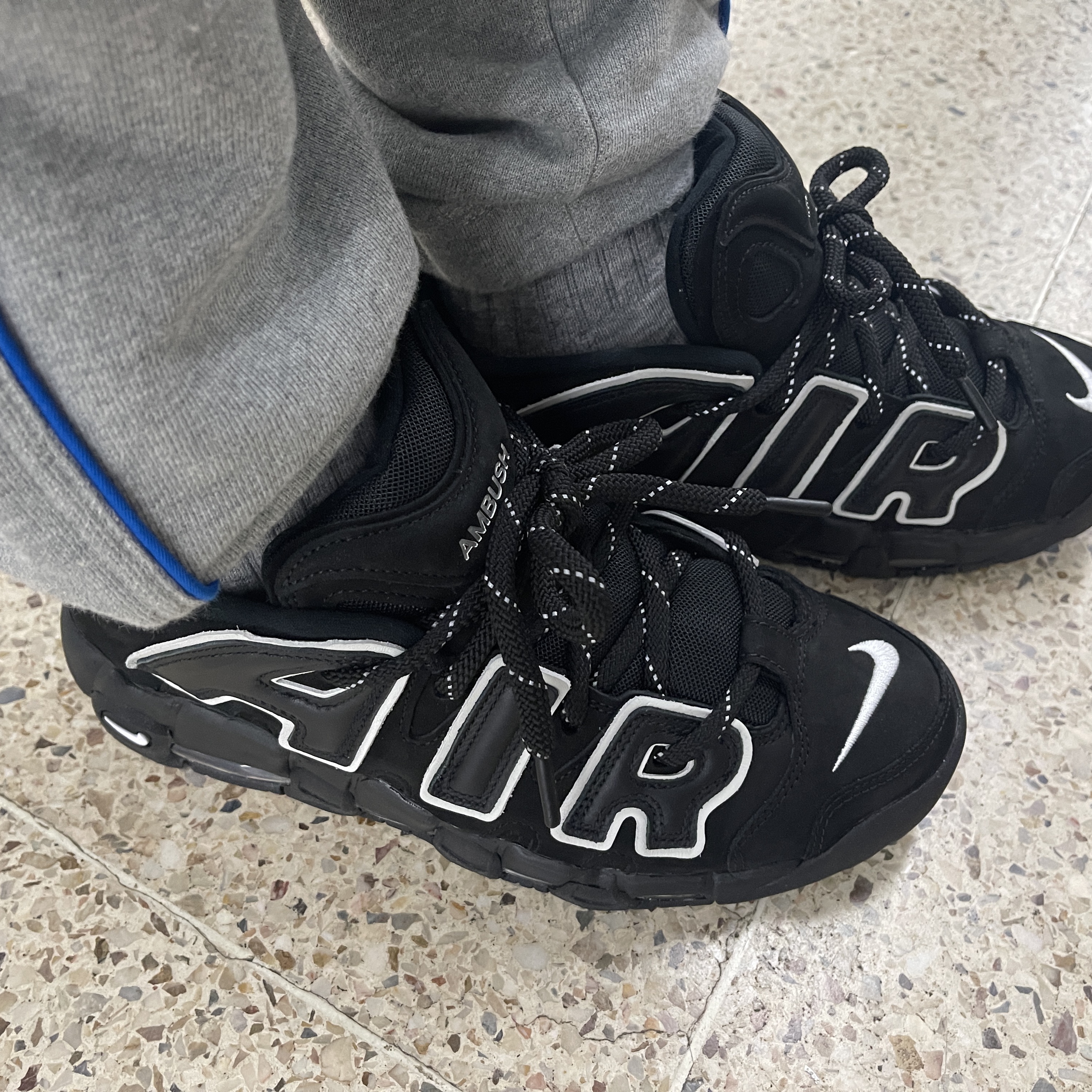Nike x Ambush Air More Uptempo Low Black and White 착용 스타일