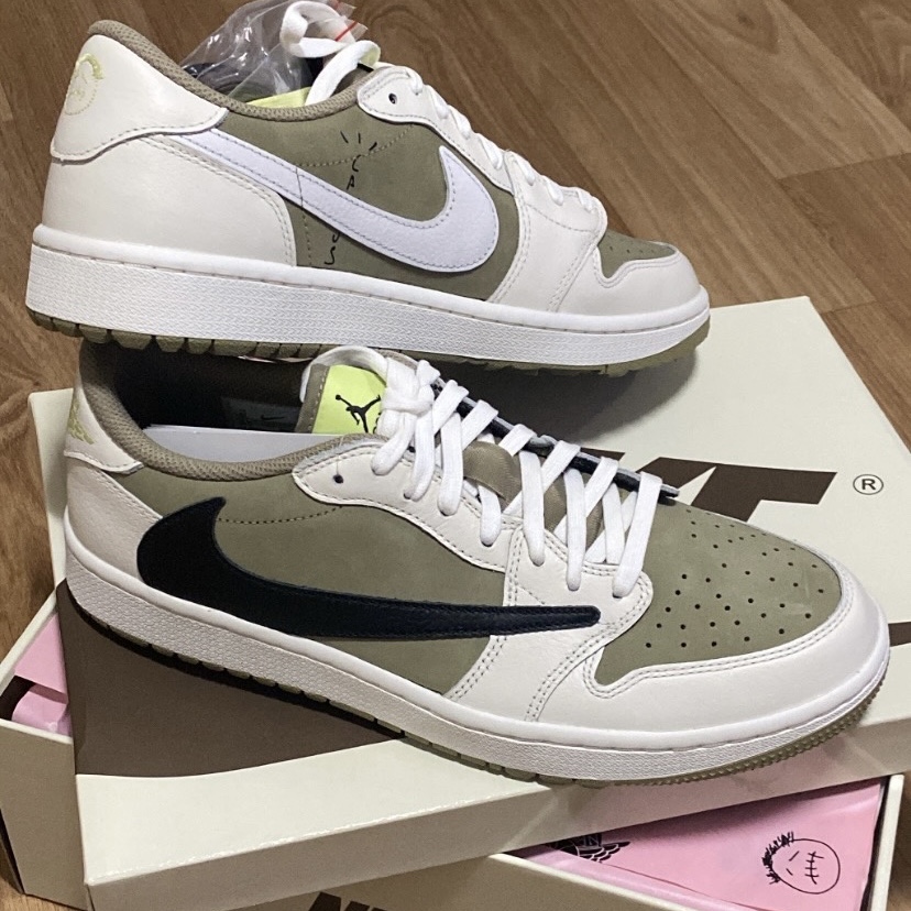 Jordan 1 x Travis Scott Retro Low Golf NRG Neutral Olive 착용 스타일 - 2