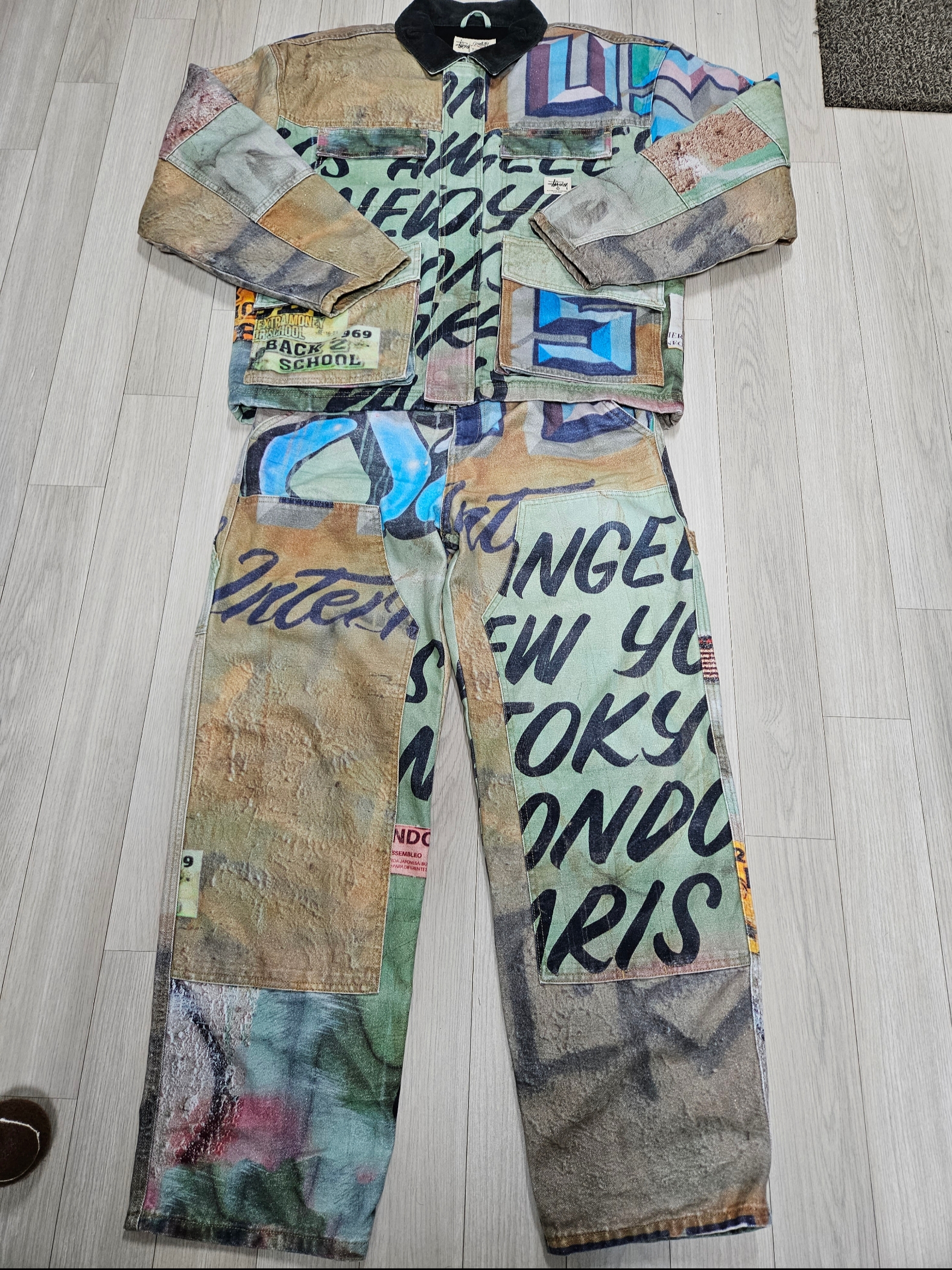 Stussy Shop Jacket Alfonso Canvas Multi, Stussy Work Pant Alfonso Canvas Multi 착용 스타일 - 1