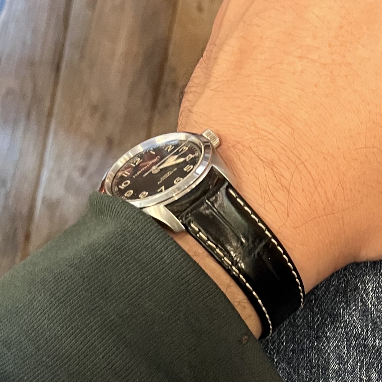 Hamilton Khaki Field Murph 38mm Automatic Stainless Steel Leather Black 착용 스타일