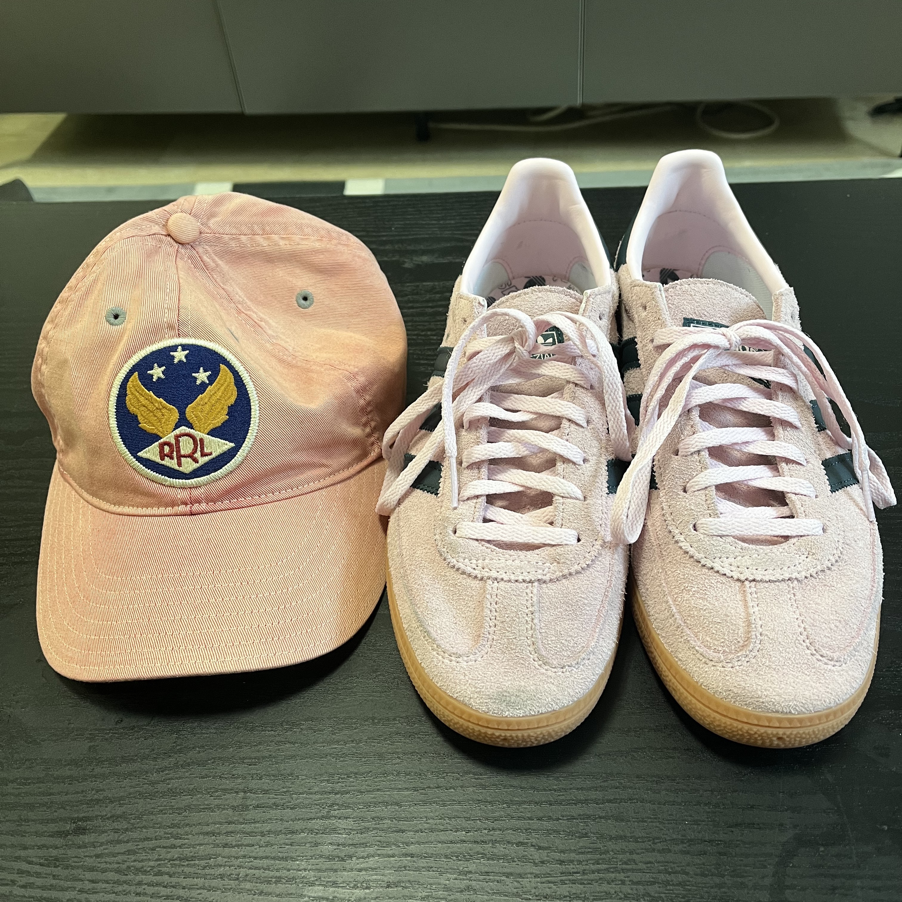 Double RL Garment Dyeing Twill Ball Cap Red, (W) Adidas Spezial Handball Clear Pink 착용 스타일 - 2