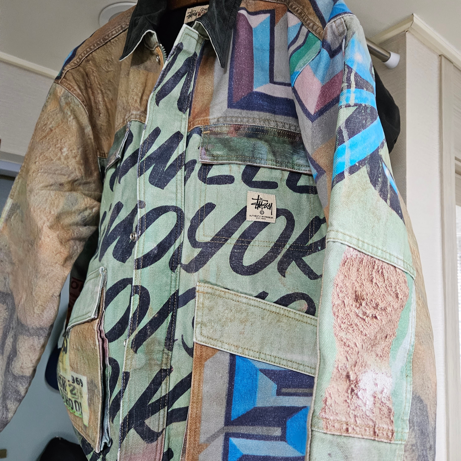 Stussy Shop Jacket Alfonso Canvas Multi 착용 스타일 - 1