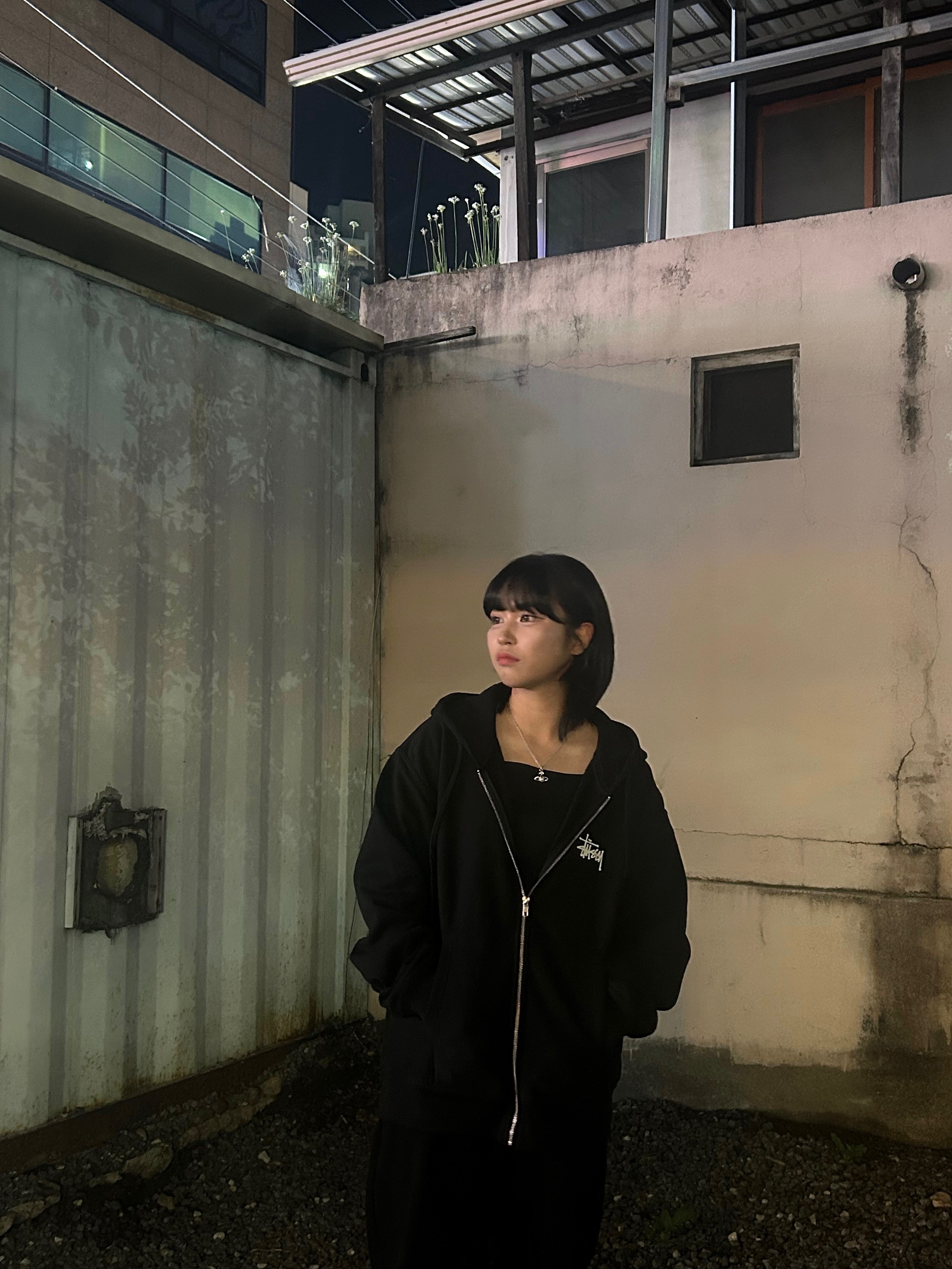 Stussy Basic Stussy Zip Hoodie Black 2023, Vivienne Westwood Mayfair Bas Relief Pendant Silver 착용 스타일 - 3