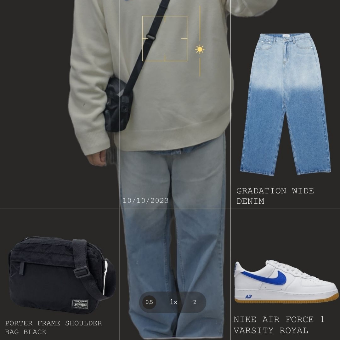 Nike Air Force 1 Low Retro Color of the Month Varsity Royal, Porter Frame Shoulder Bag Black 착용 스타일