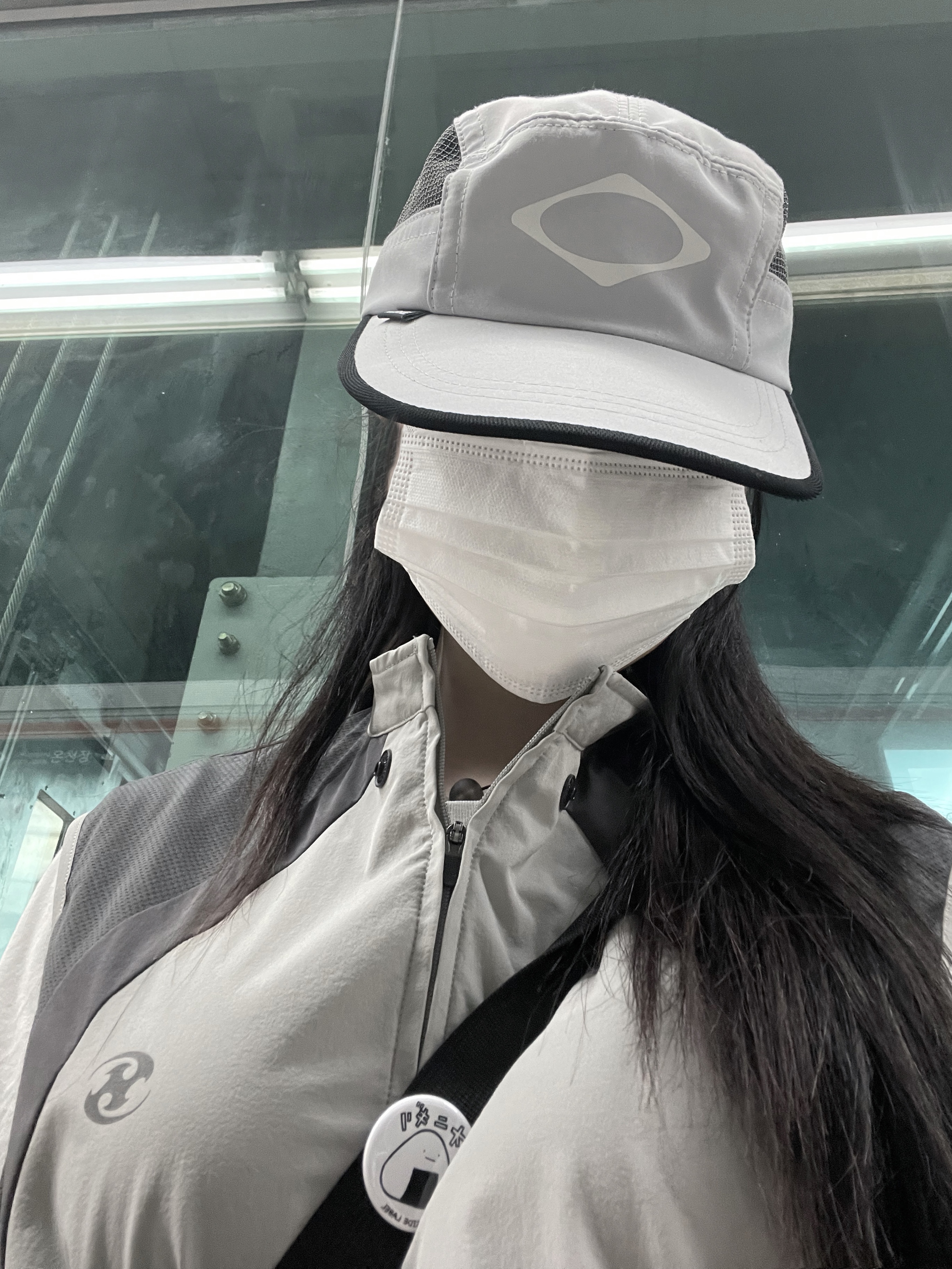 Sansan Gear Conversion Jacket Grey - 23SS, (W) Mischief Rhombus Running Cap Light Grey 착용 스타일