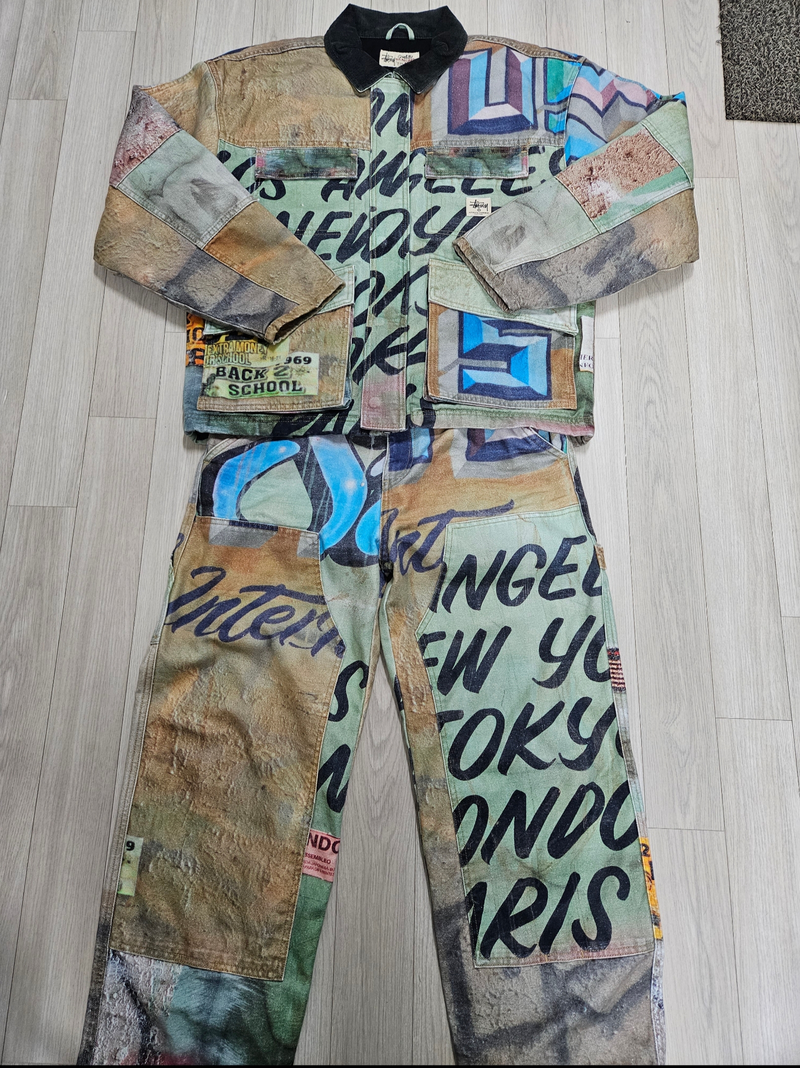 Stussy Shop Jacket Alfonso Canvas Multi, Stussy Work Pant Alfonso Canvas Multi 착용 스타일 - 2