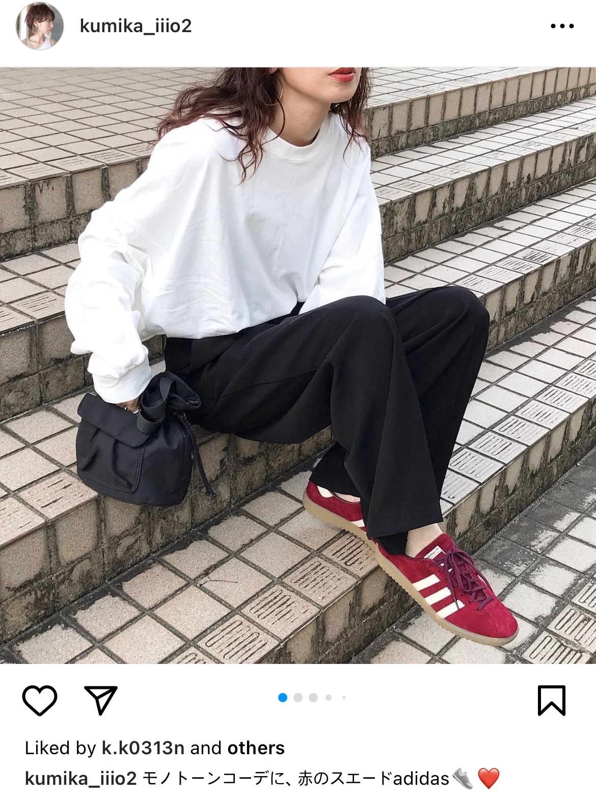 Adidas Bermuda College Burgundy 착용 스타일 - 1