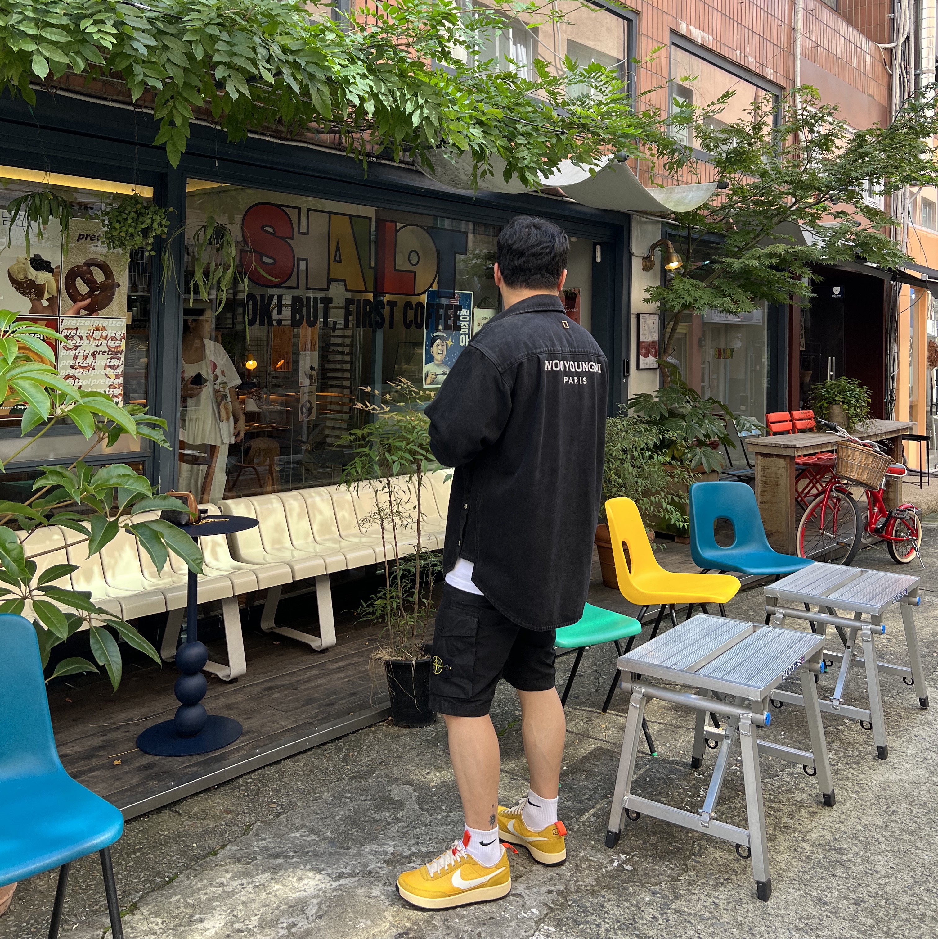 Nike x Tom Sachs General Purpose Shoe Archive, Stone Island L07WA T.CO+OLD Bermuda Shorts Black - 21SS 착용 스타일