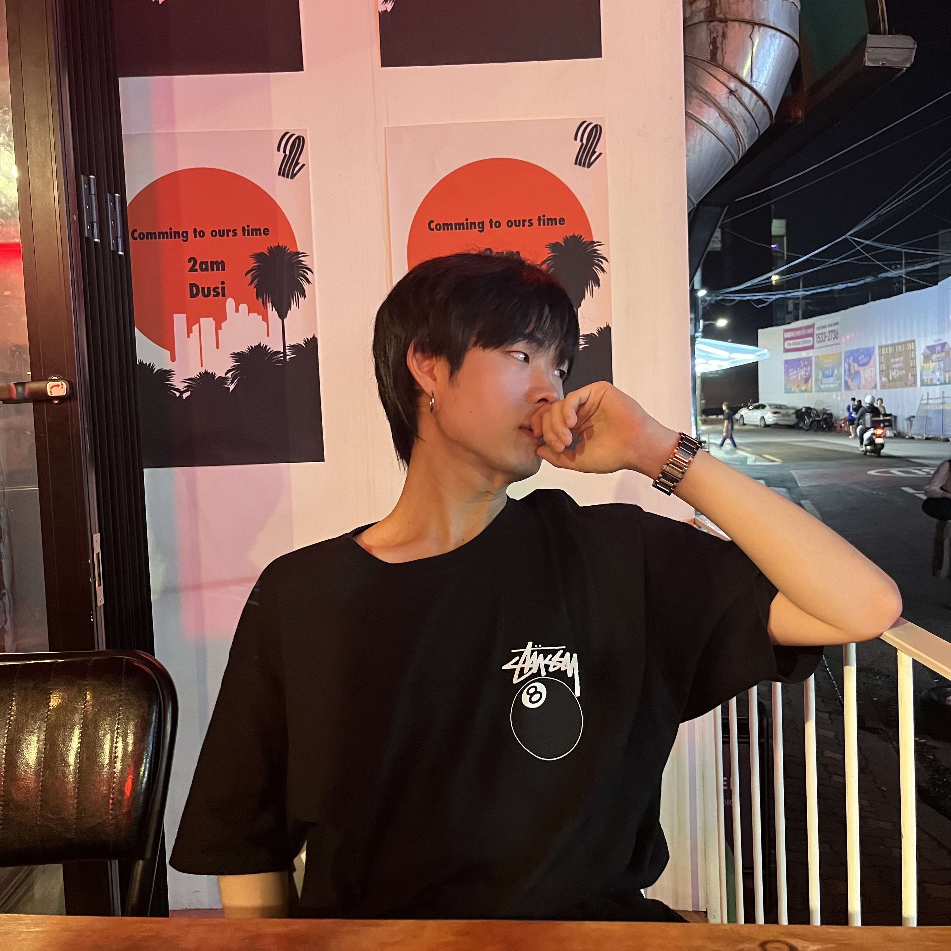 Stussy 8 Ball T-Shirt Black - 22SS 착용 스타일