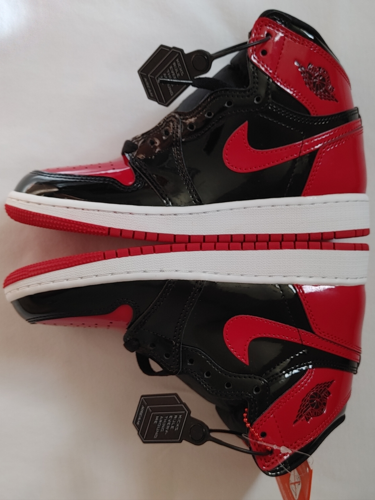 (GS) Jordan 1 Retro High OG Patent Bred, Jordan 1 Retro High OG Patent Bred 착용 스타일 - 1