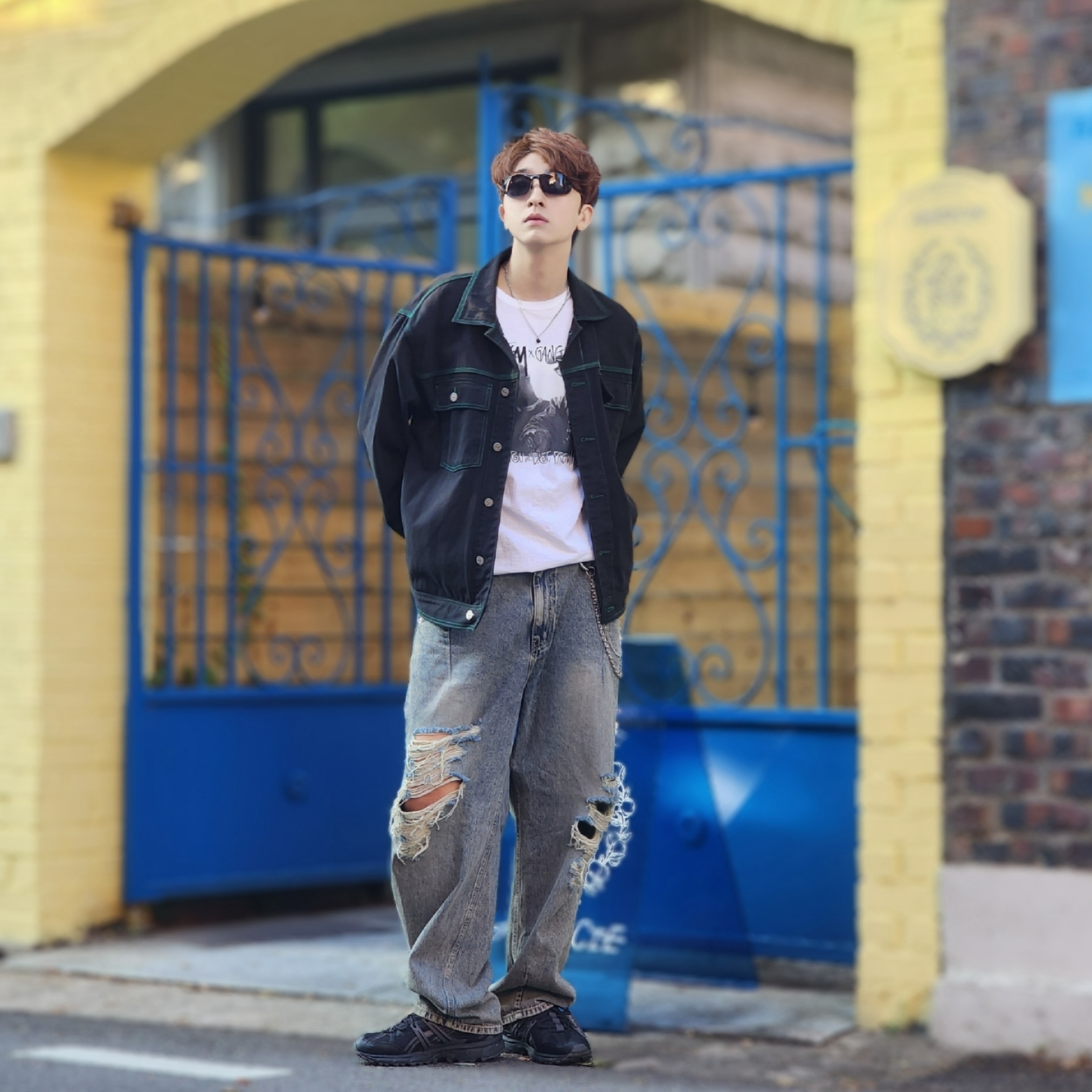 Stussy x Gang Starr Take It Personal T-Shirt White, Asics Gel-Sonoma 15-50 Black Obsidian Grey 착용 스타일 - 10