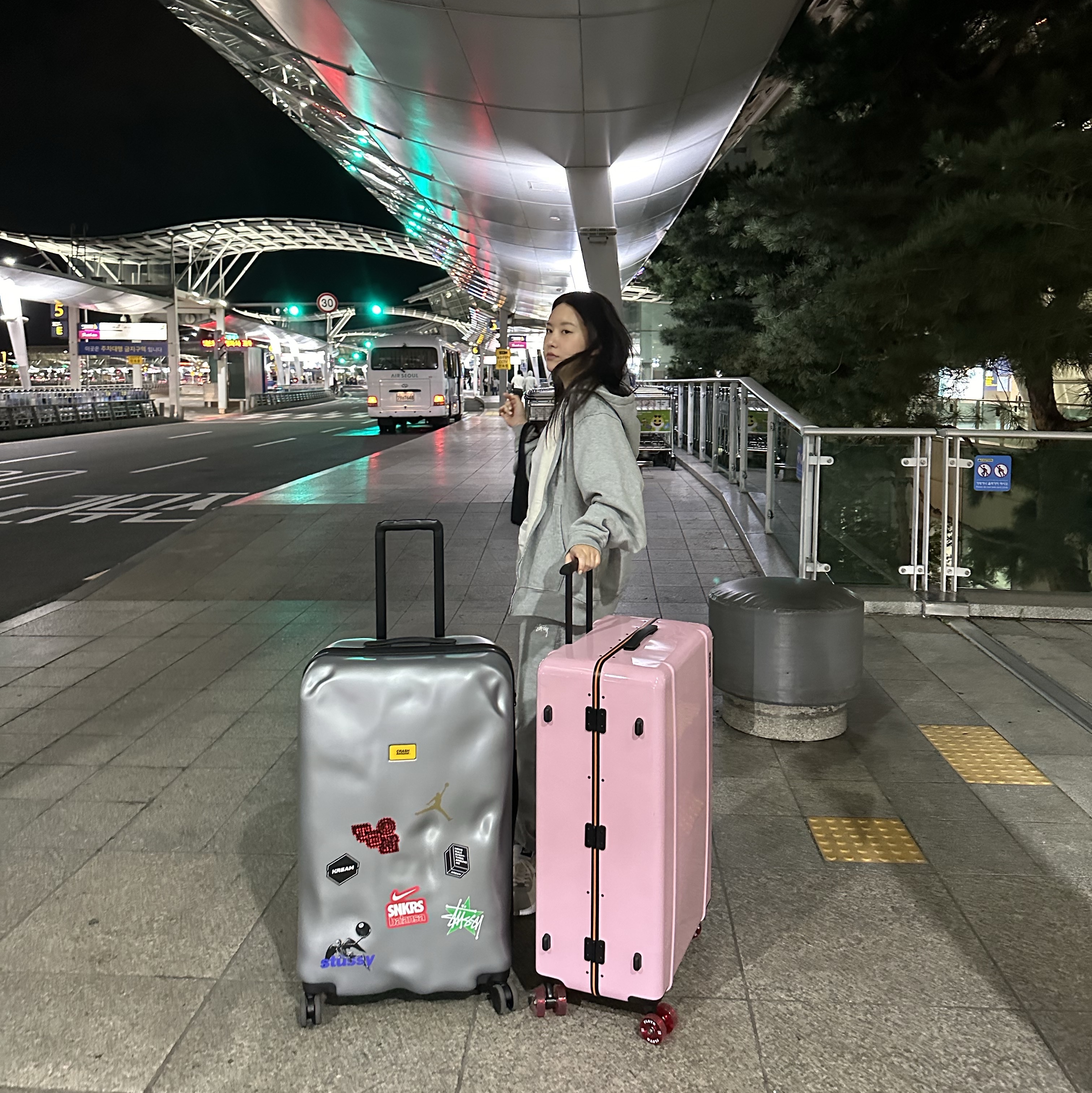 Floyd Trunk Sugar Pink, CRASH BAGGAGE Icon 31inch Silver 착용 스타일