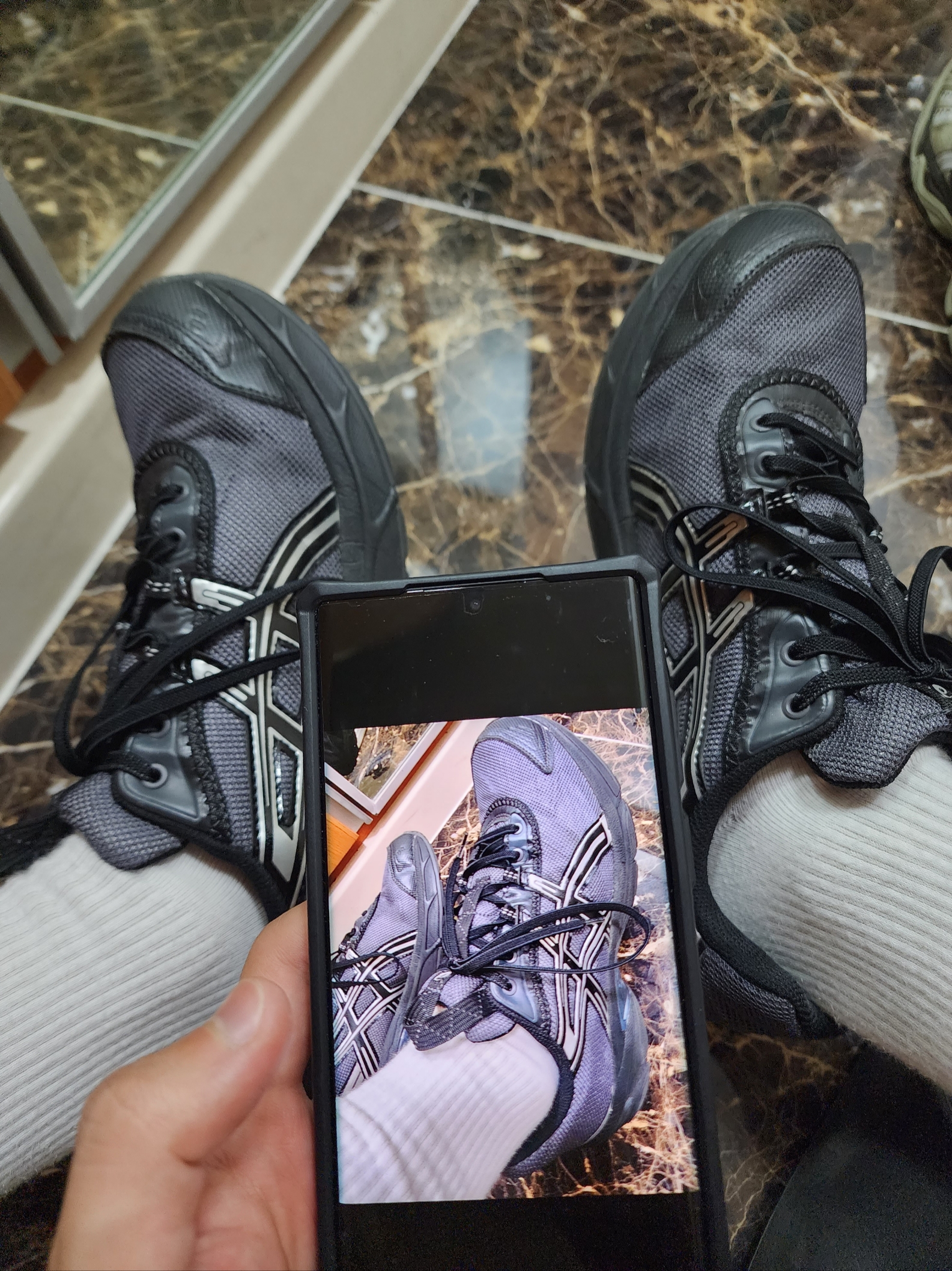 Asics UB2-S Gel-1130 Asphalt Pure Silver 착용 스타일