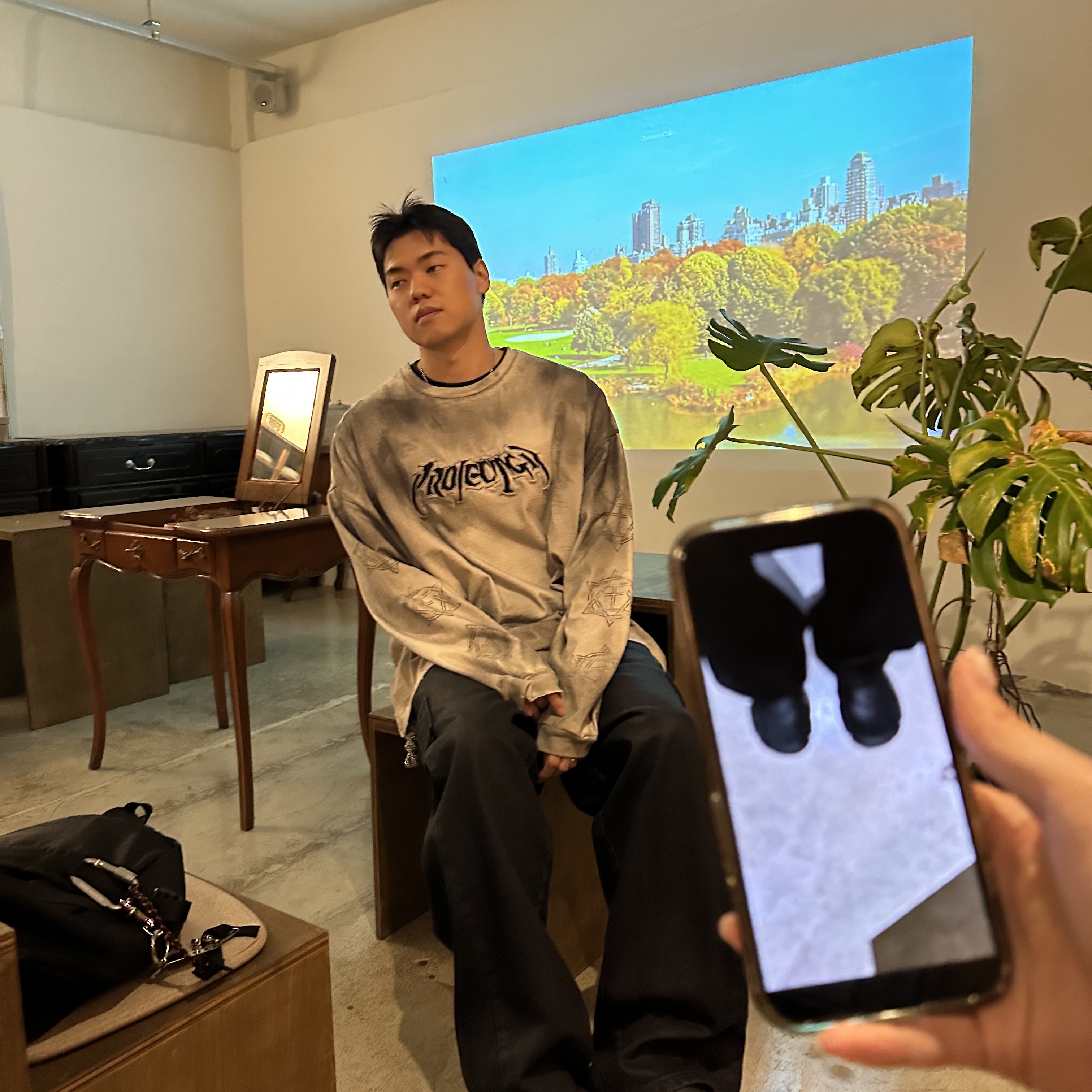 Project G/R Furious Logo Applique L/S T-Shirt Grey - 10 Corso Como Exclusive 착용 스타일 - 3