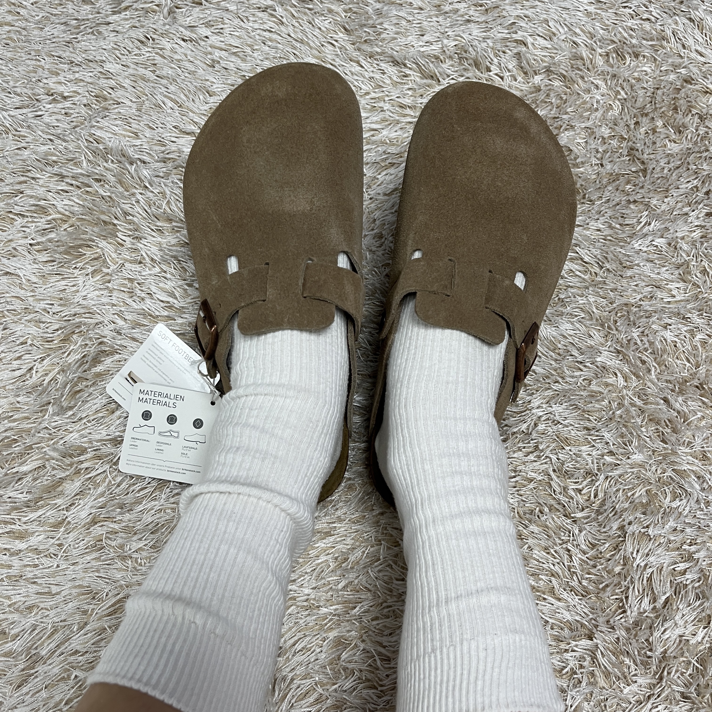Birkenstock Boston Soft Footbed Taupe - Regular 착용 스타일 - 2