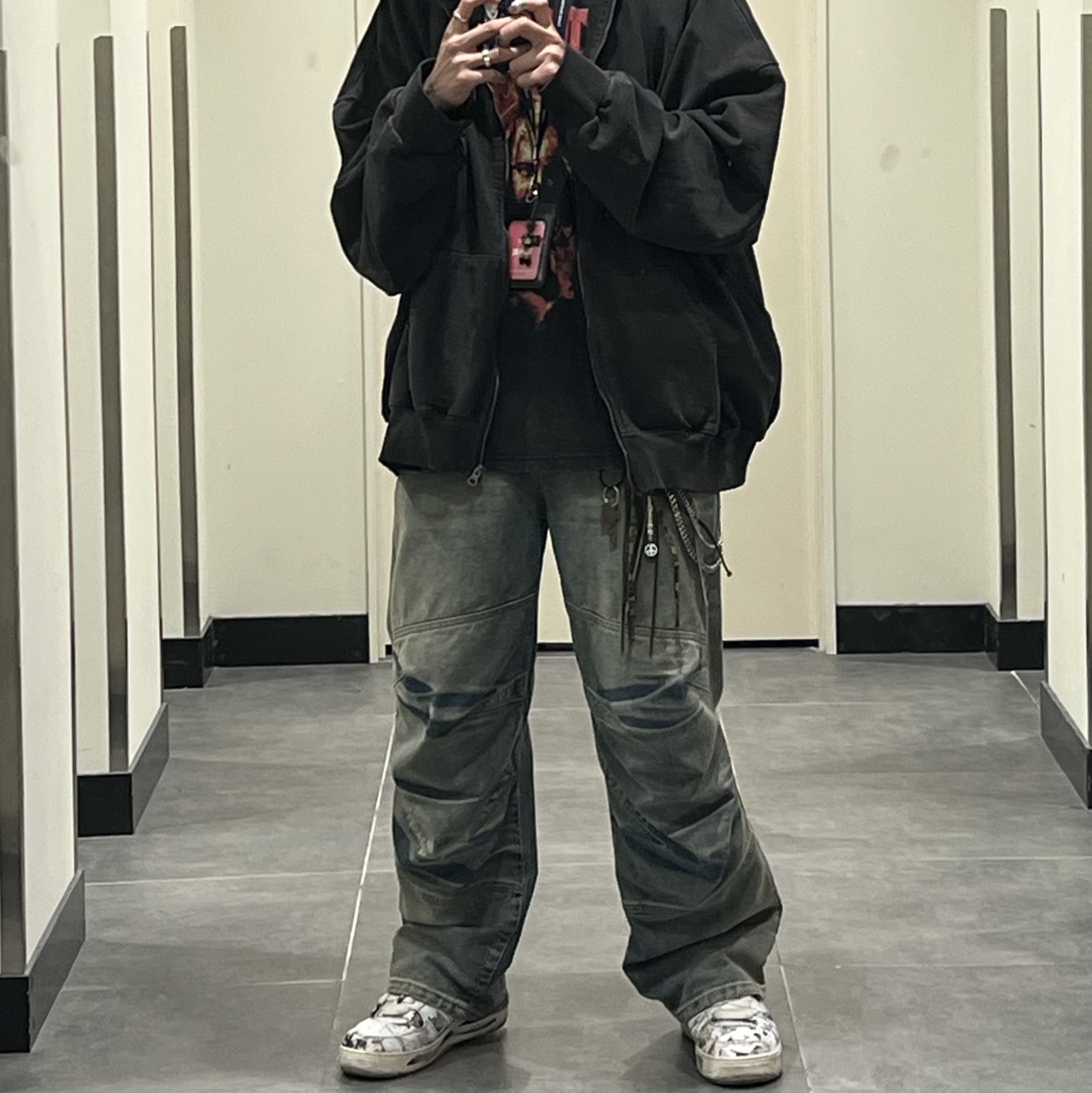Undermycar Mu.11 Anti Fxxking Logo Play Oversized Pigment Hood Zip-up Gray, Undermycar Death Eaters Vintage Washed T-Shirt Fiesta - 23FW 착용 스타일