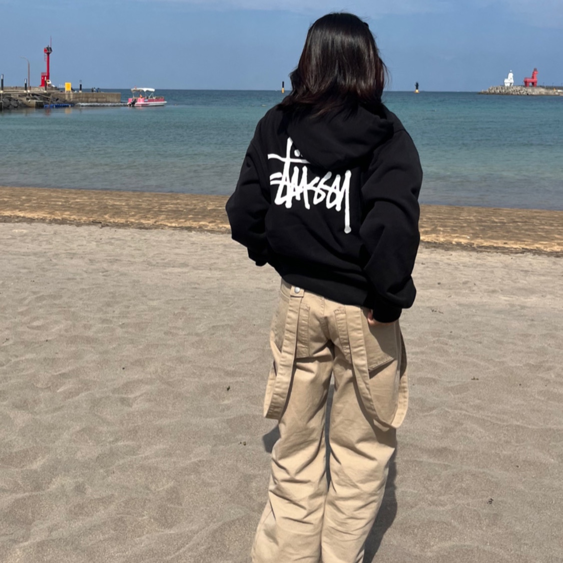 Stussy Basic Stussy Hoodie Black 2023 착용 스타일 - 1
