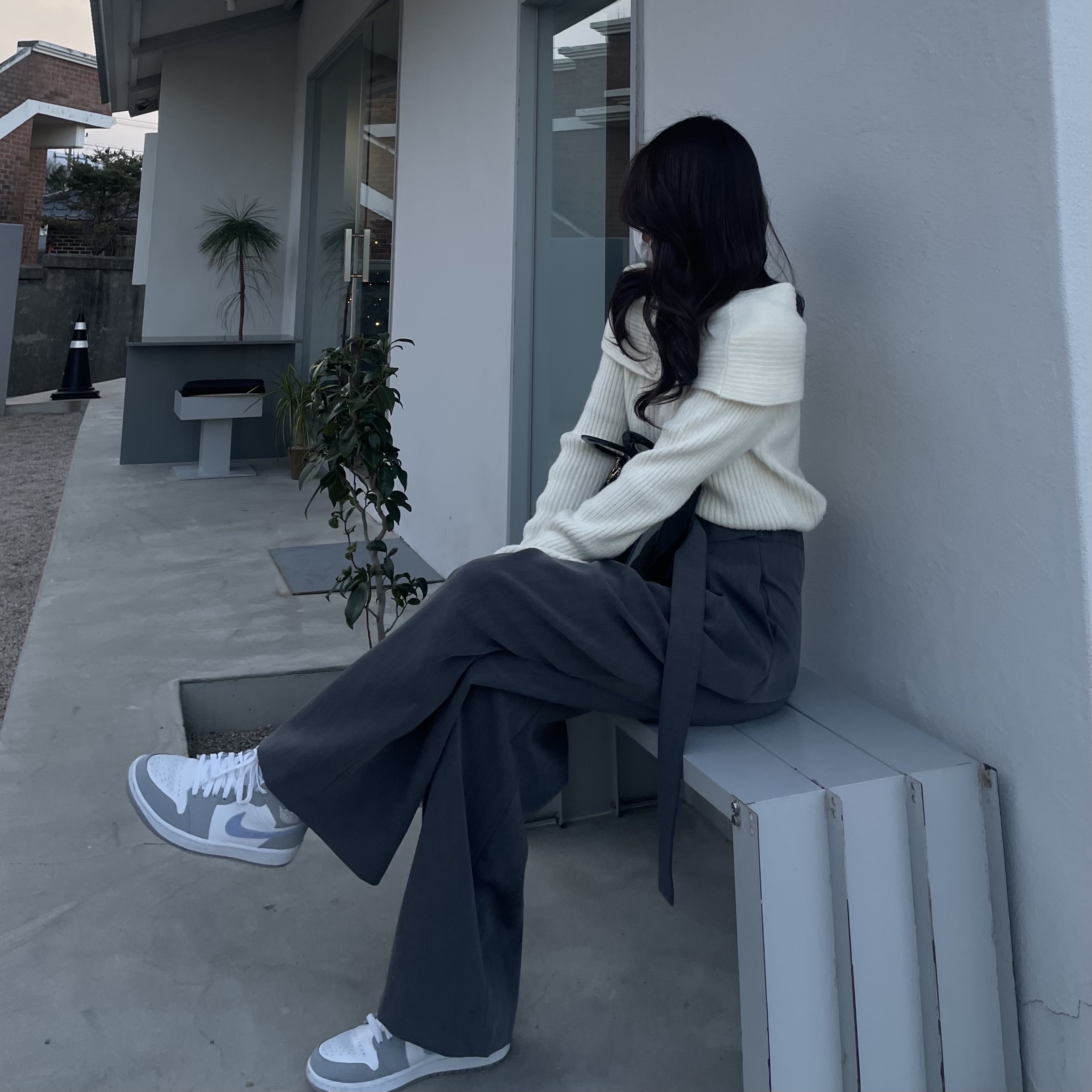 (W) Jordan 1 Mid Wolf Grey 착용 스타일