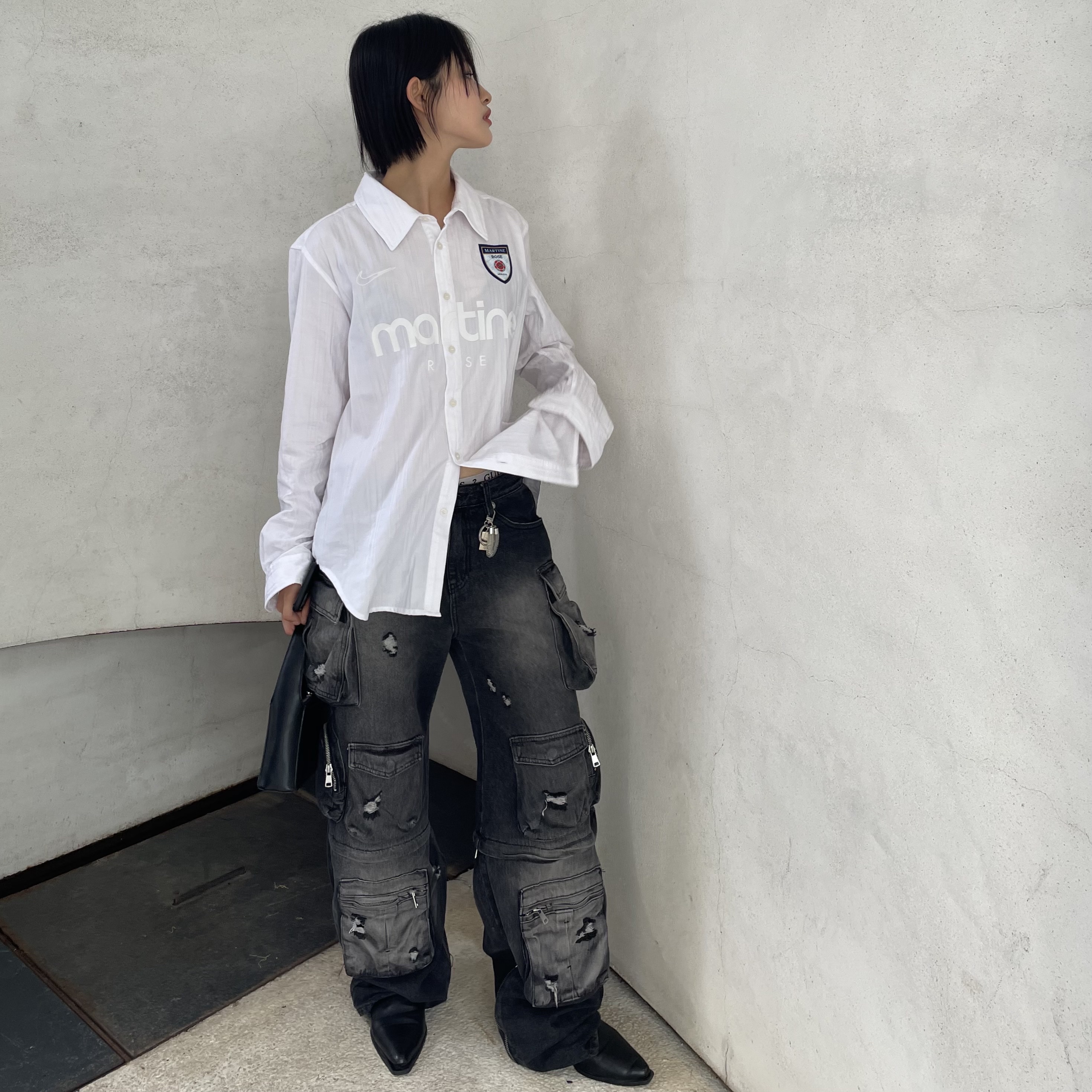Nike x Martine Rose Dress Shirt White - Asia 착용 스타일 - 2