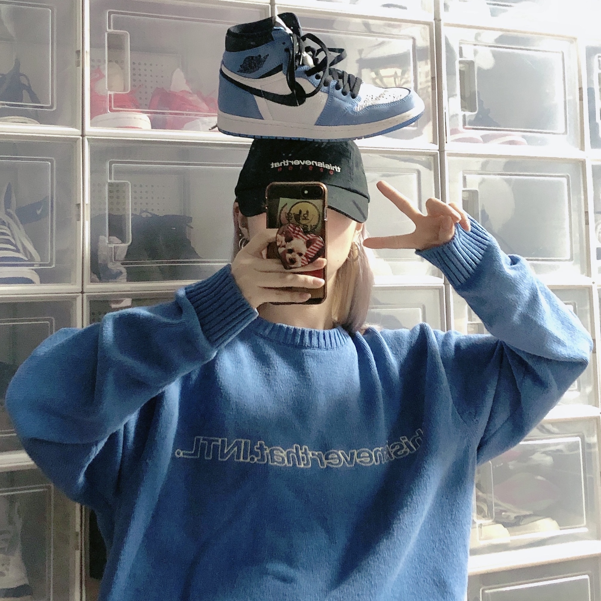 Jordan 1 Retro High OG University Blue, (GS) Nike Dunk Low University Blue 착용 스타일 - 2