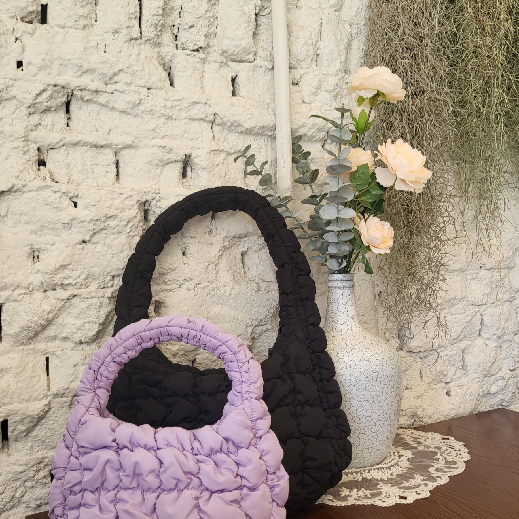 COS Quilted Micro Bag Purple 착용 스타일