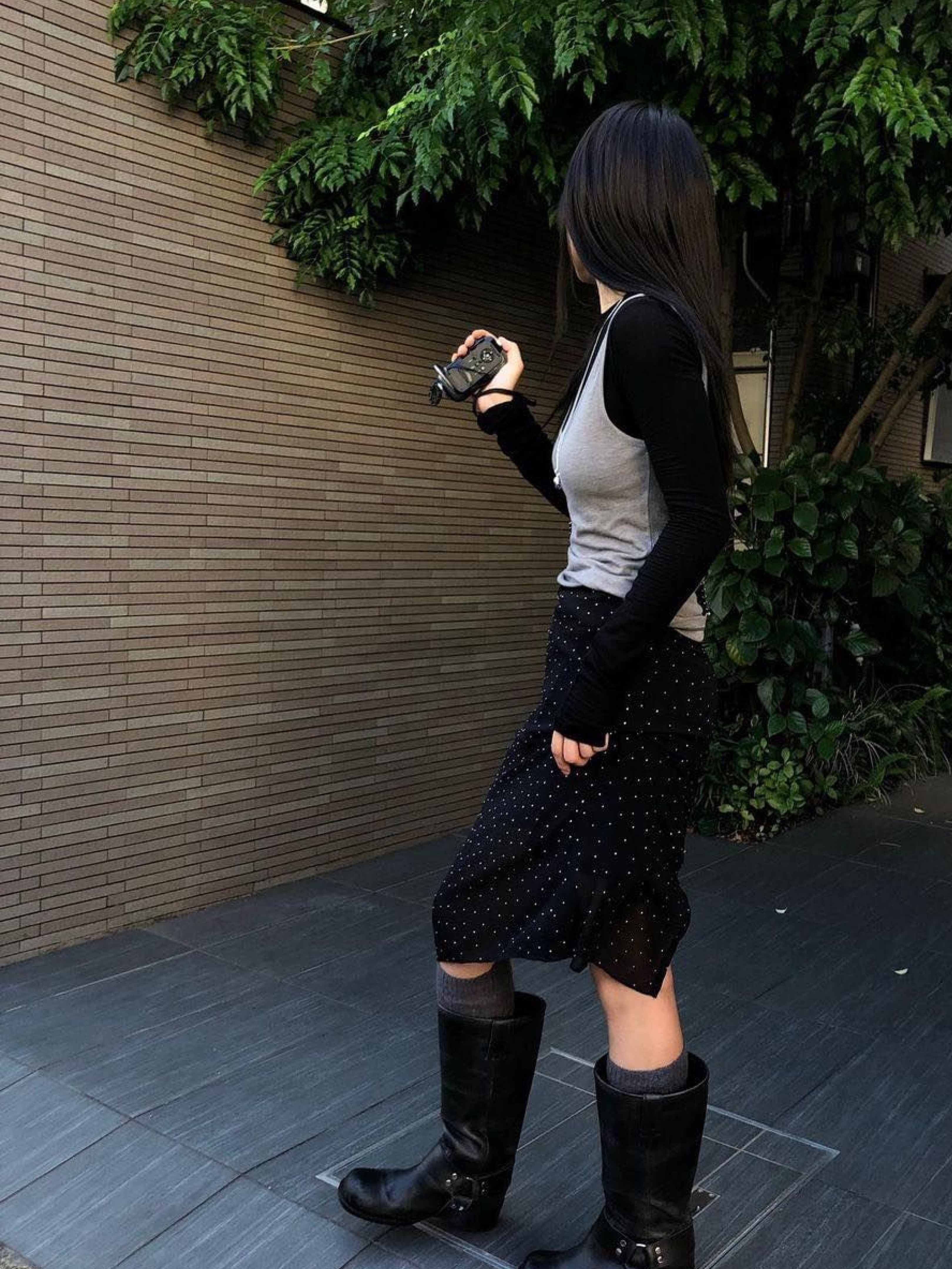 (W) Zara Buckled Biker Flat Ankle Boots Brown, (W) Celine Bulky Mid Biker Boot with Harness in Vegetal Calfskin Black Gold 착용 스타일 - 4