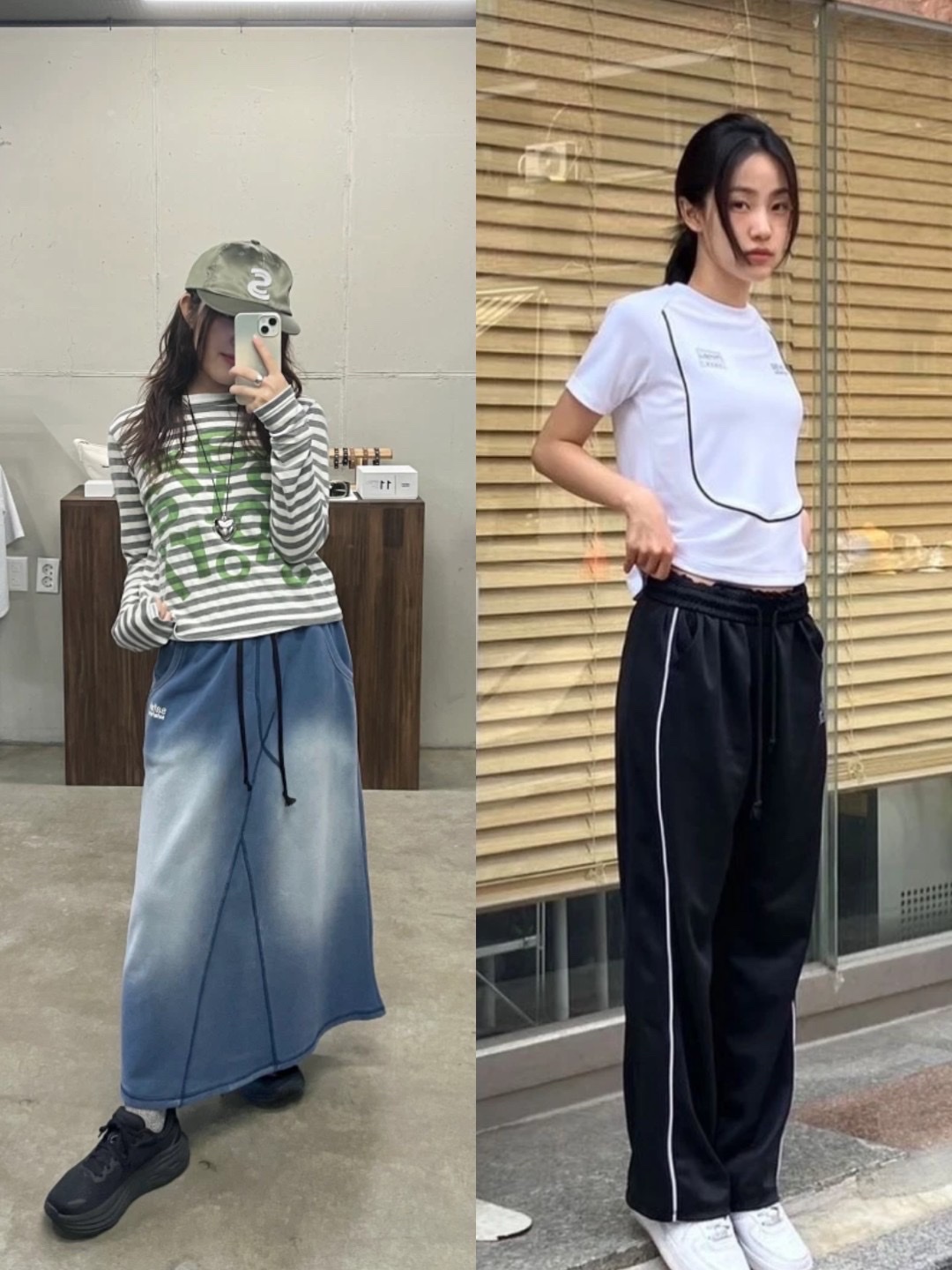 [KREAM 단독] Safarispot Women 1/2 Ticketing Stripe Border Tee Gray, Keen Jasper Suede Sneakers Silver Mink 착용 스타일 - 3