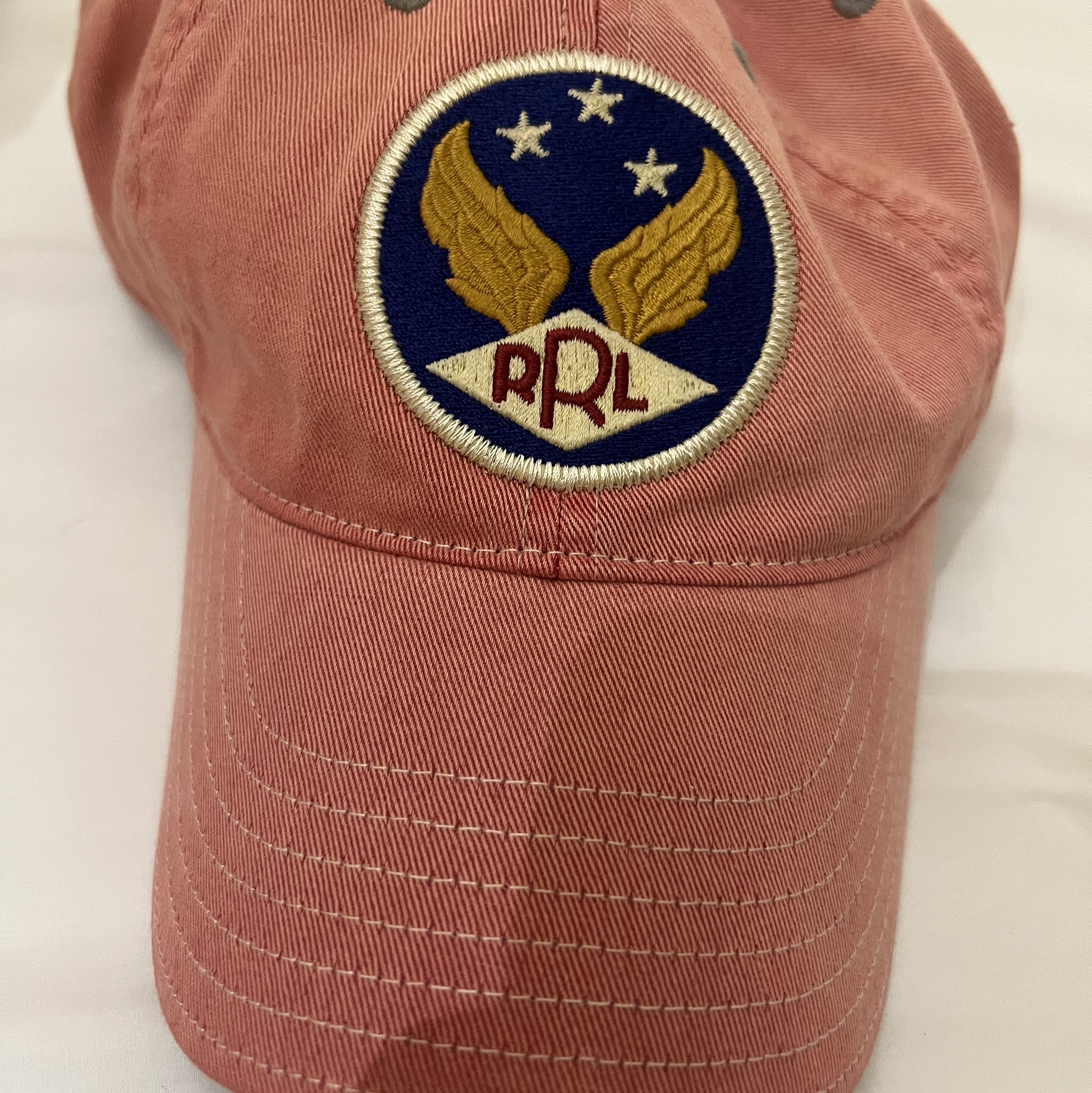 Double RL Garment Dyeing Twill Ball Cap Red 착용 스타일