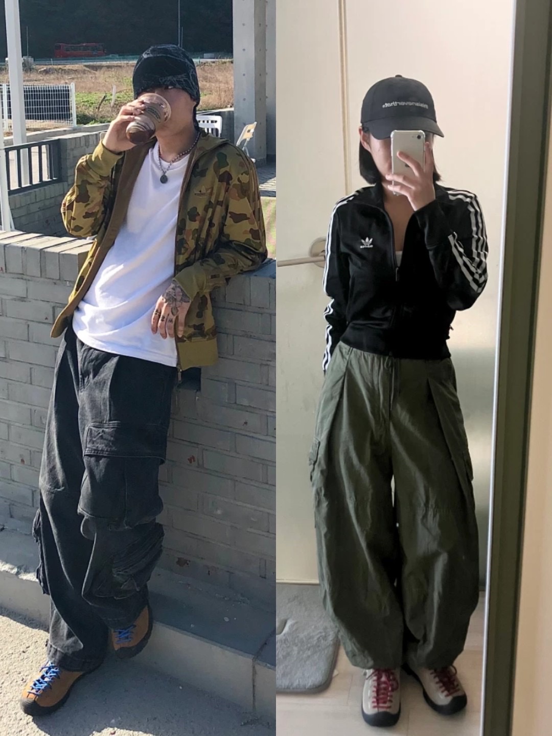 (W) Adidas x Sporty & Rich Long Sleeve Football Jersey Legend Ink - KR Sizing, (W) Adidas Adicolor Classic Firebird Track Top Black - KR Sizing 착용 스타일 - 2