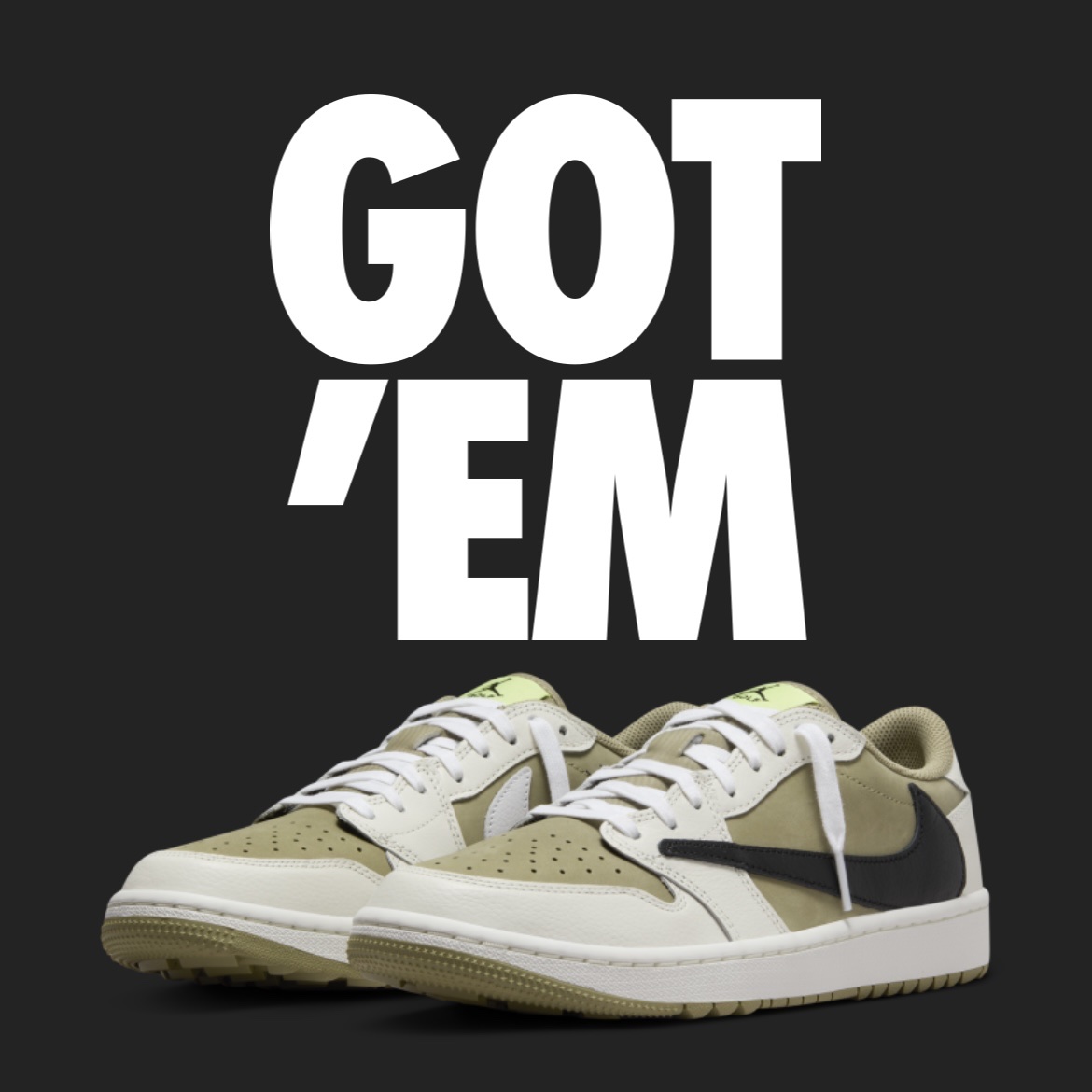 Jordan 1 x Travis Scott Retro Low Golf NRG Neutral Olive 착용 스타일 - 2