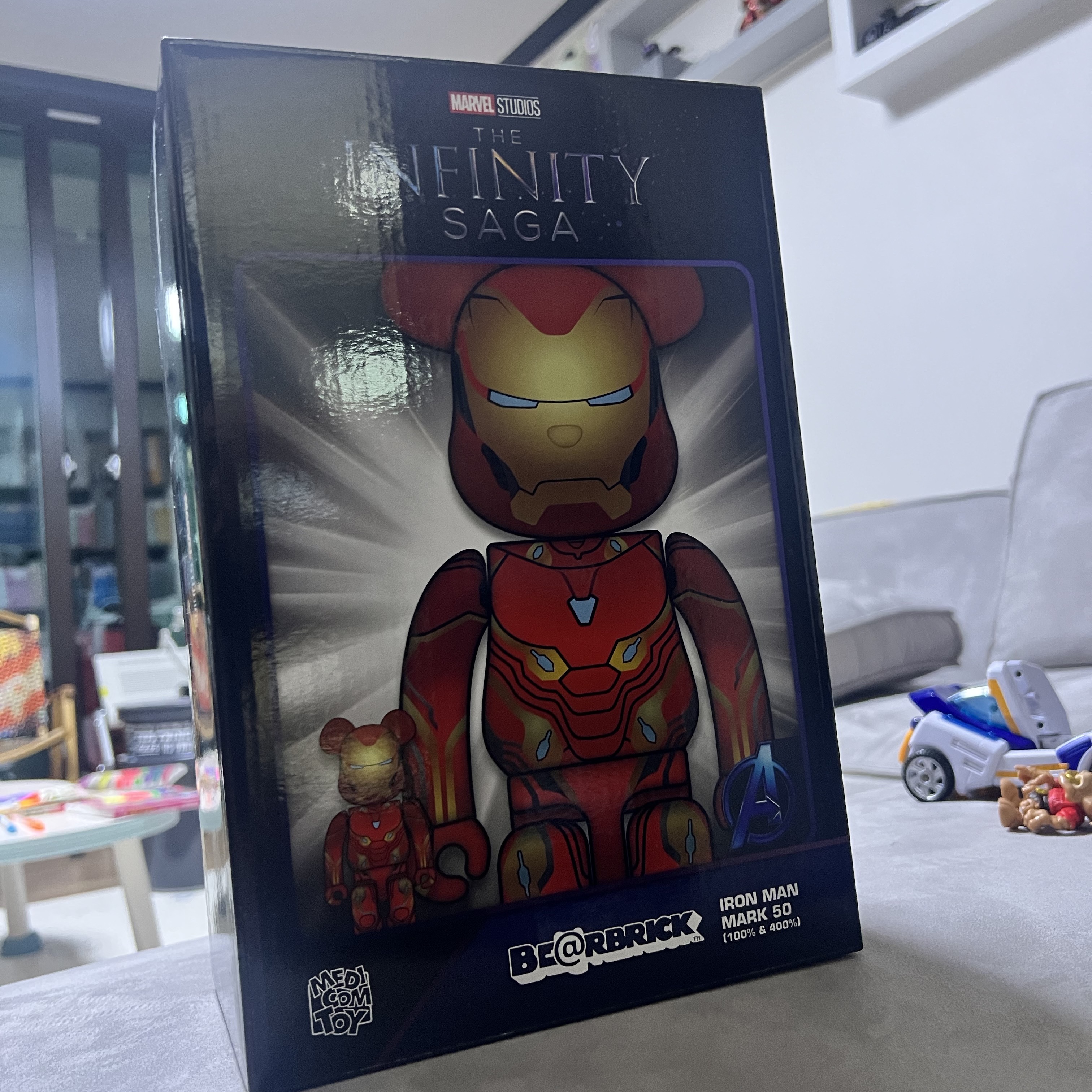 Bearbrick Marvel Iron Man Mark 50 100% & 400% Set 착용 스타일