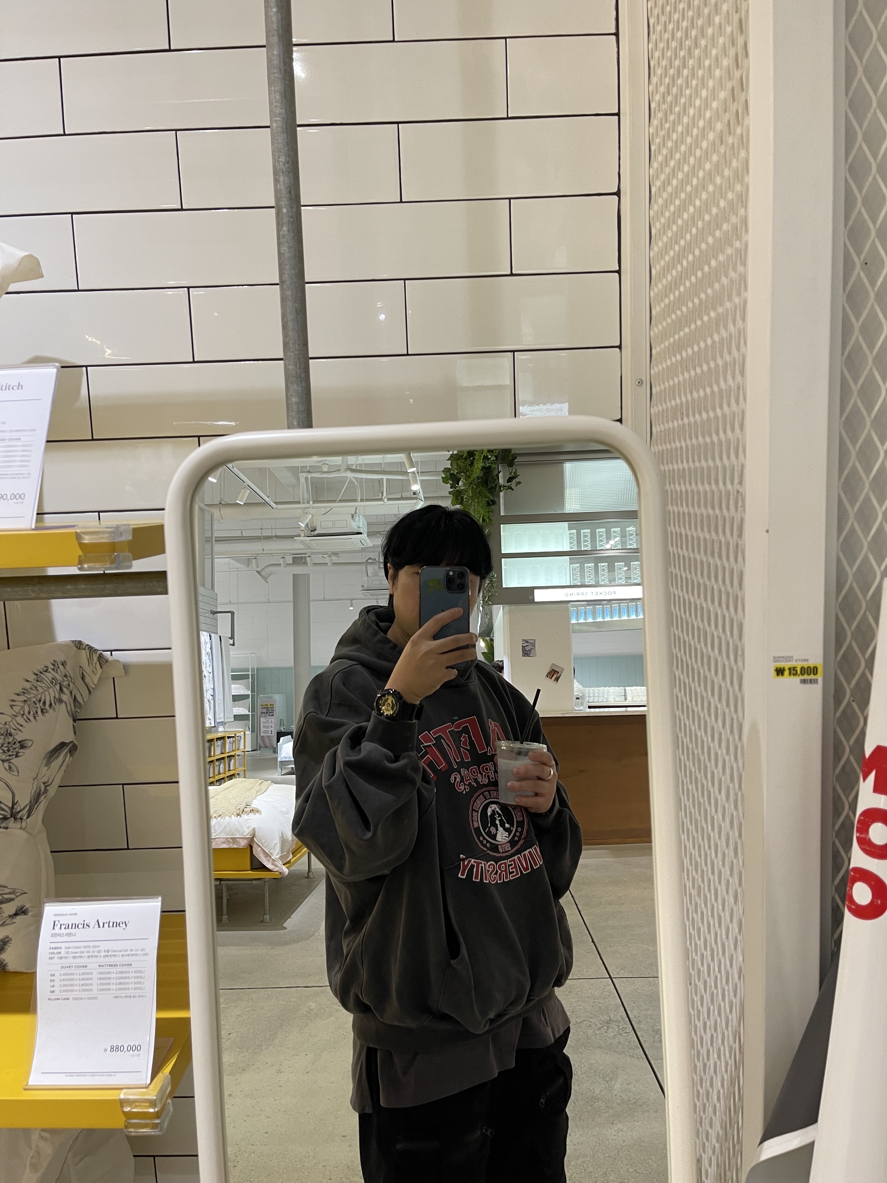 Ourpas 075 Ivy League Hoodie Washed Gray, Nike x Sacai VaporWaffle Royal Fuchsia 착용 스타일 - 4