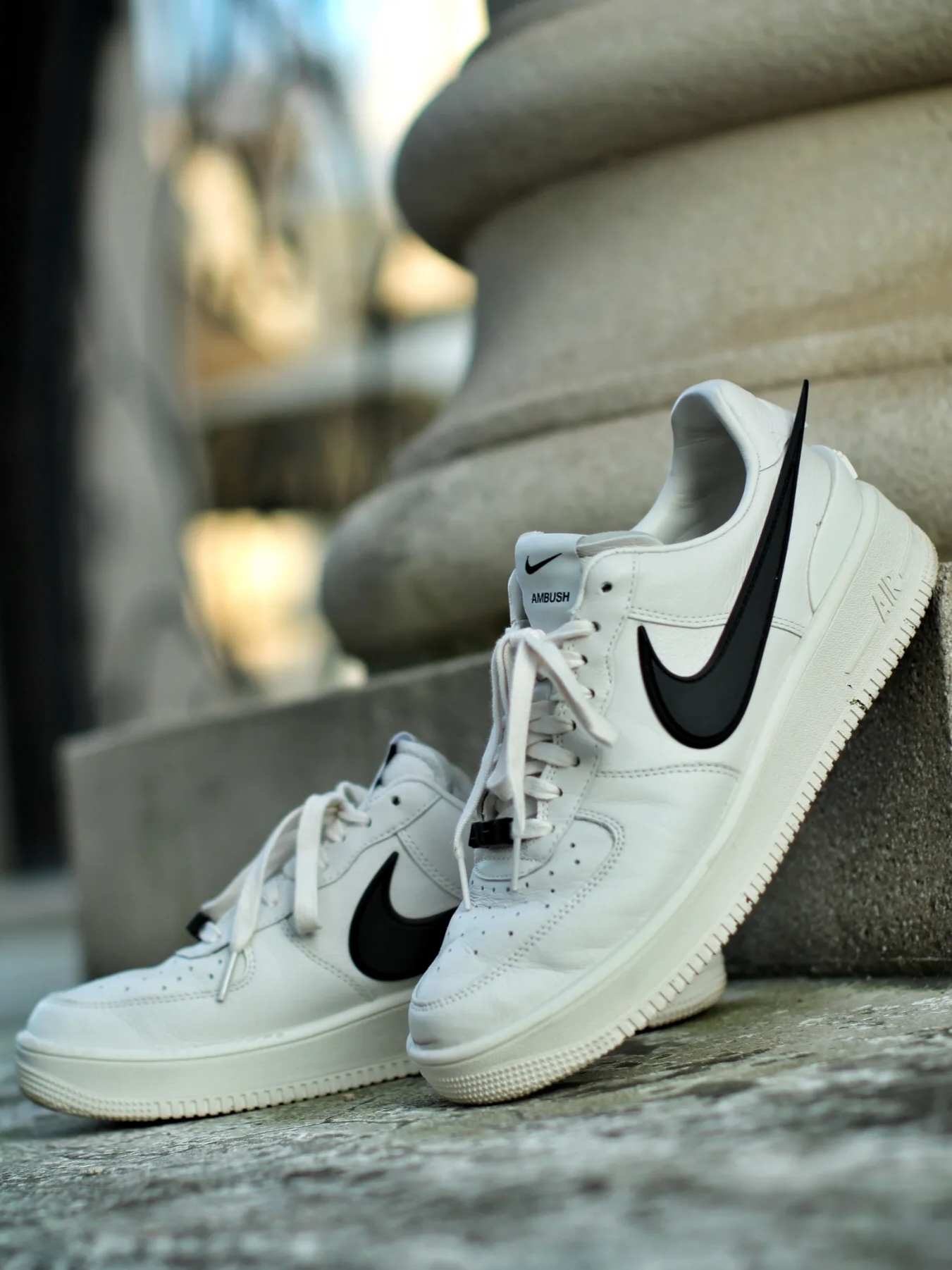 Nike x Ambush Air Force 1 Low SP Phantom, Zara Denim Utility Bermuda Shorts Blue Green 착용 스타일 - 4