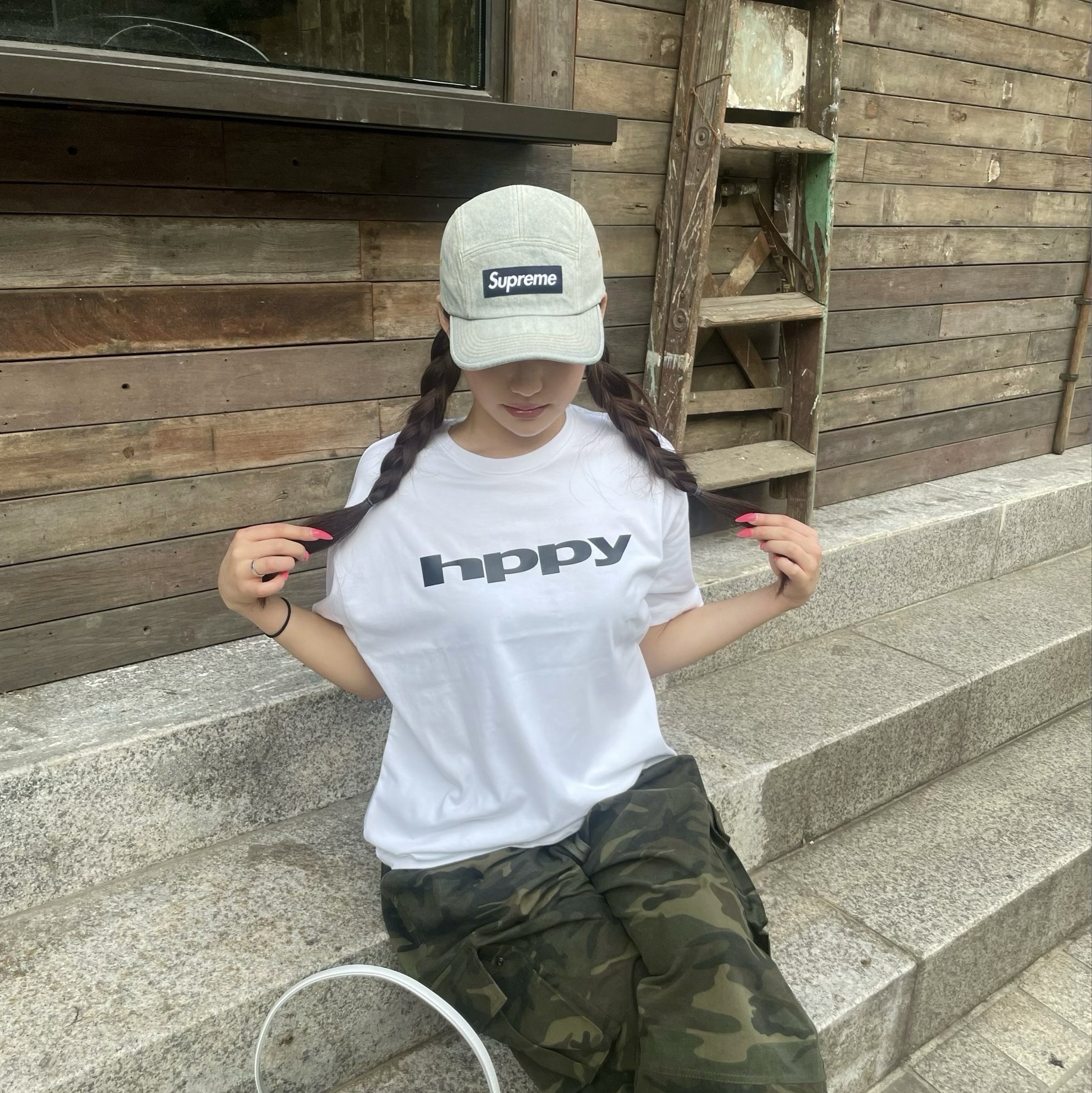 Supreme Denim Camp Cap Dirty Indigo - 23SS 착용 스타일 - 1