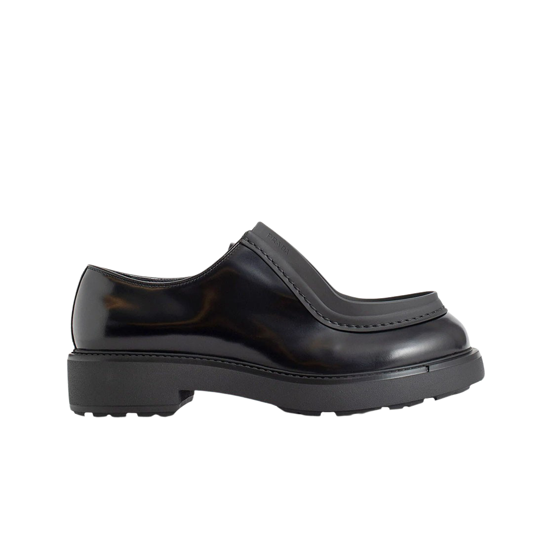 프라다 오파크 브러쉬드 레더 레이스업 슈즈 블랙