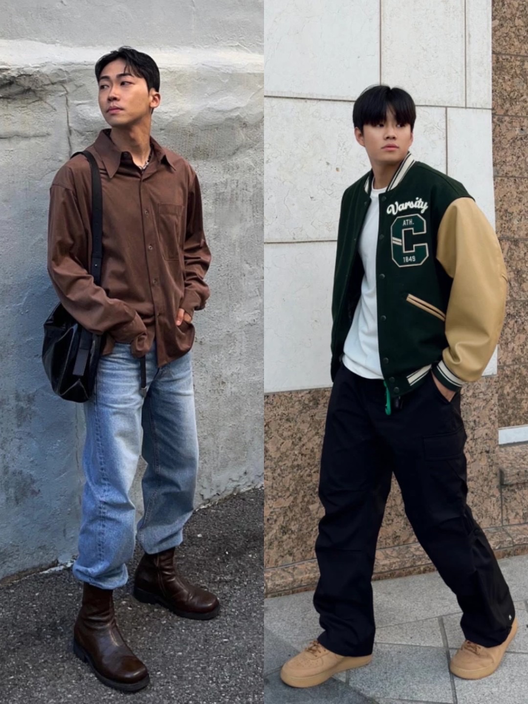 Undermycar Maigan Padded Shoulder Zip-Up Blouson India Ink - 23FW, Undermycar Dival Real Divided Damage Washed Pants Inkwell - 23FW 착용 스타일 - 3