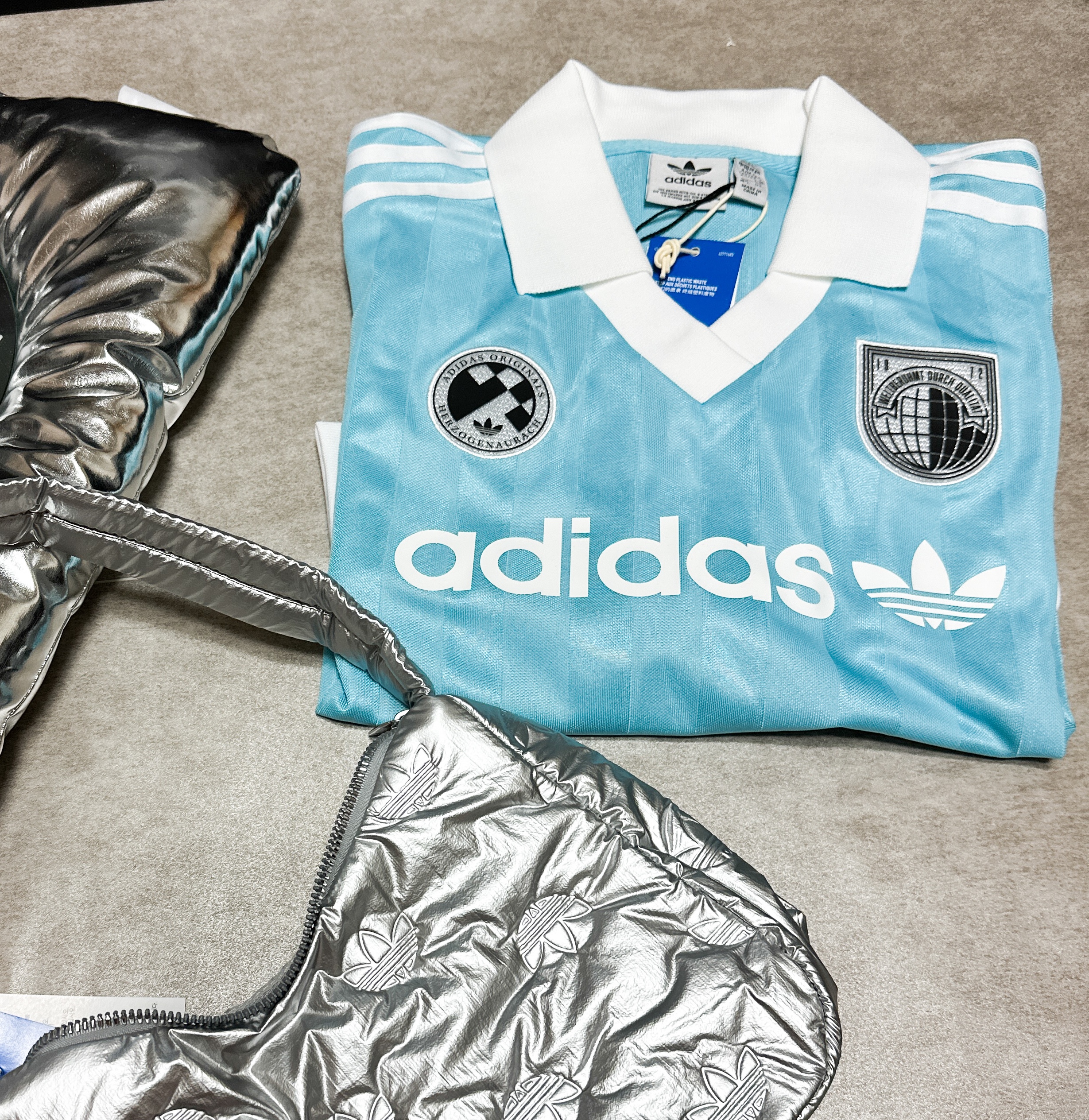 (W) Adidas Football Long Sleeve T-Shirt Light Aqua - KR Sizing 착용 스타일