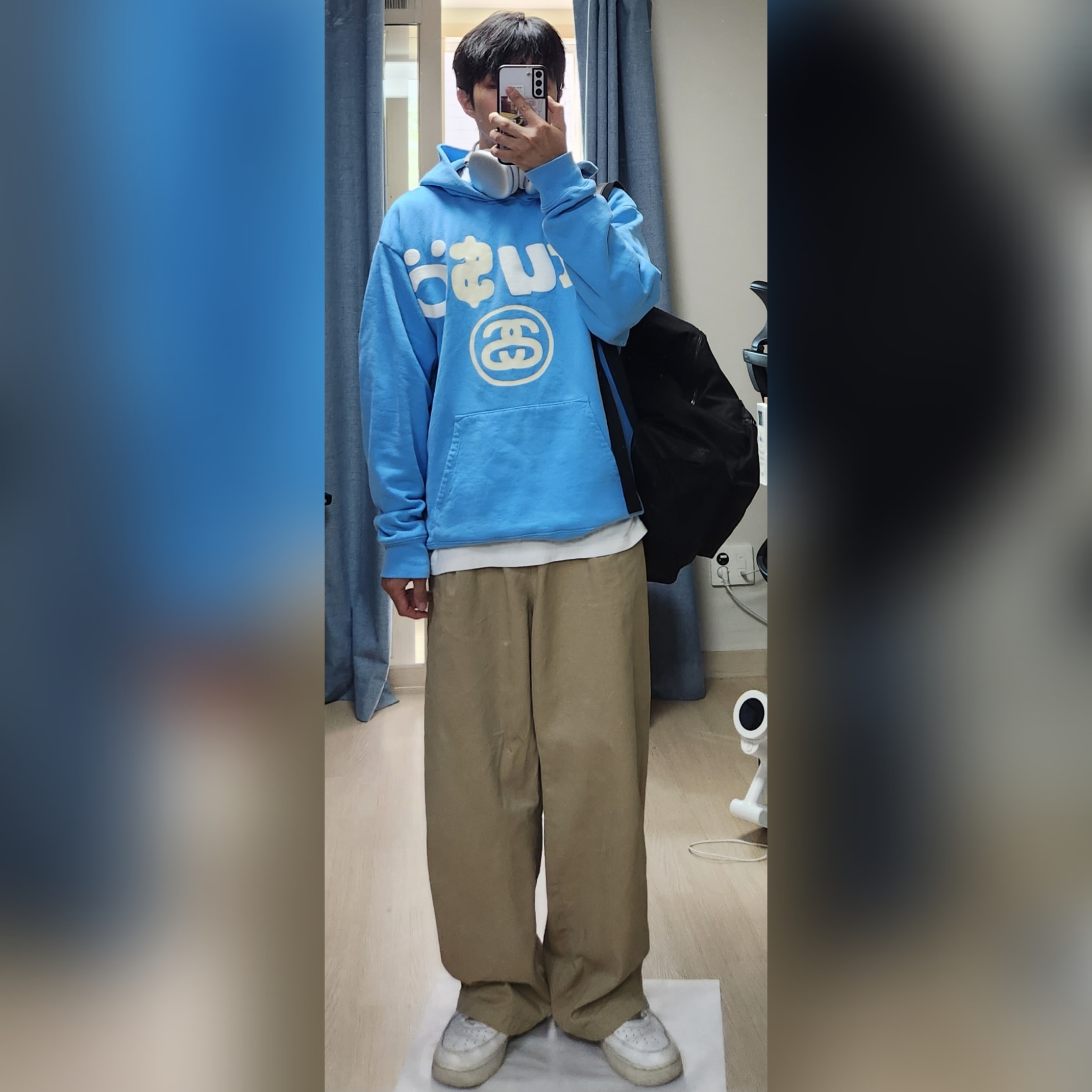 Stussy x Cactus Plant Flea Market 8 Ball Pigment Dyed Hoodie Blue, Nike x Supreme Air Force 1 Low White 착용 스타일